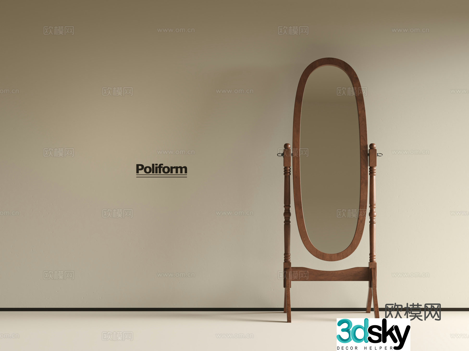 Wabi-sabi mirror full-length mirror full-length mirror 3d model