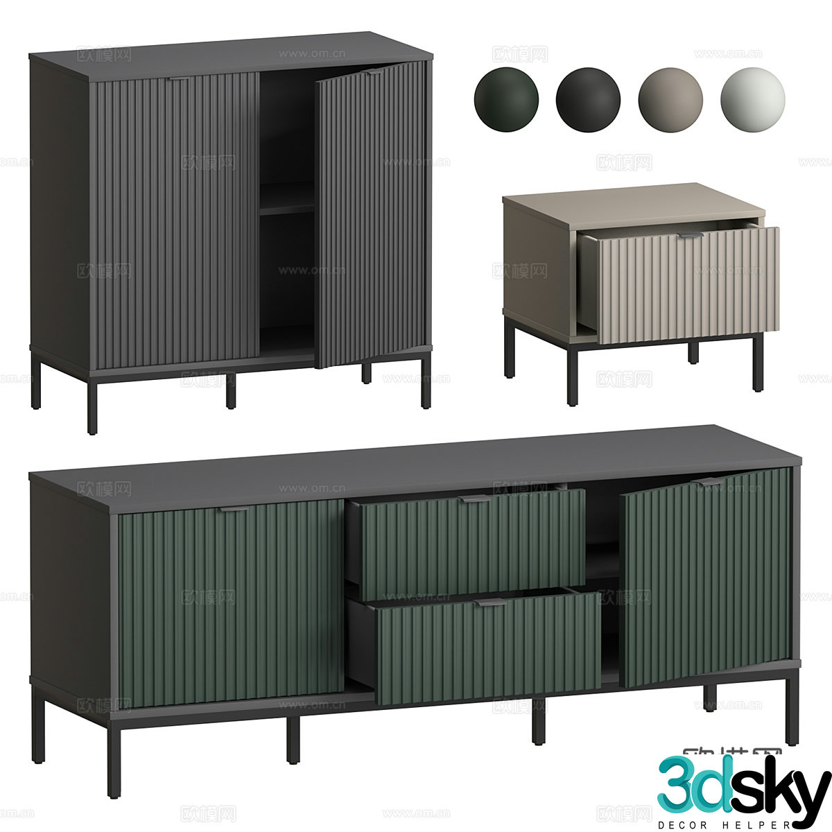 Modern TV cabinet bedside table sideboard 3d model