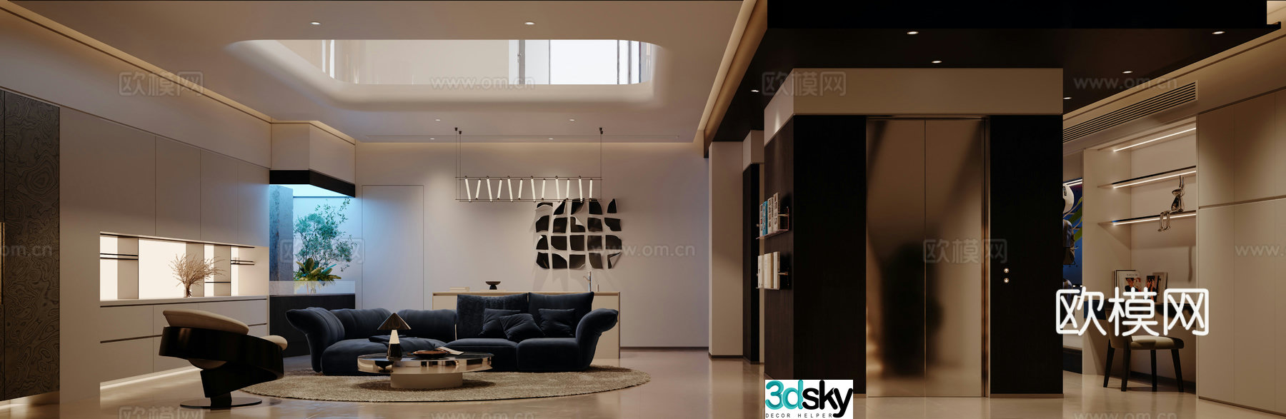 Modern villa living room 3d model