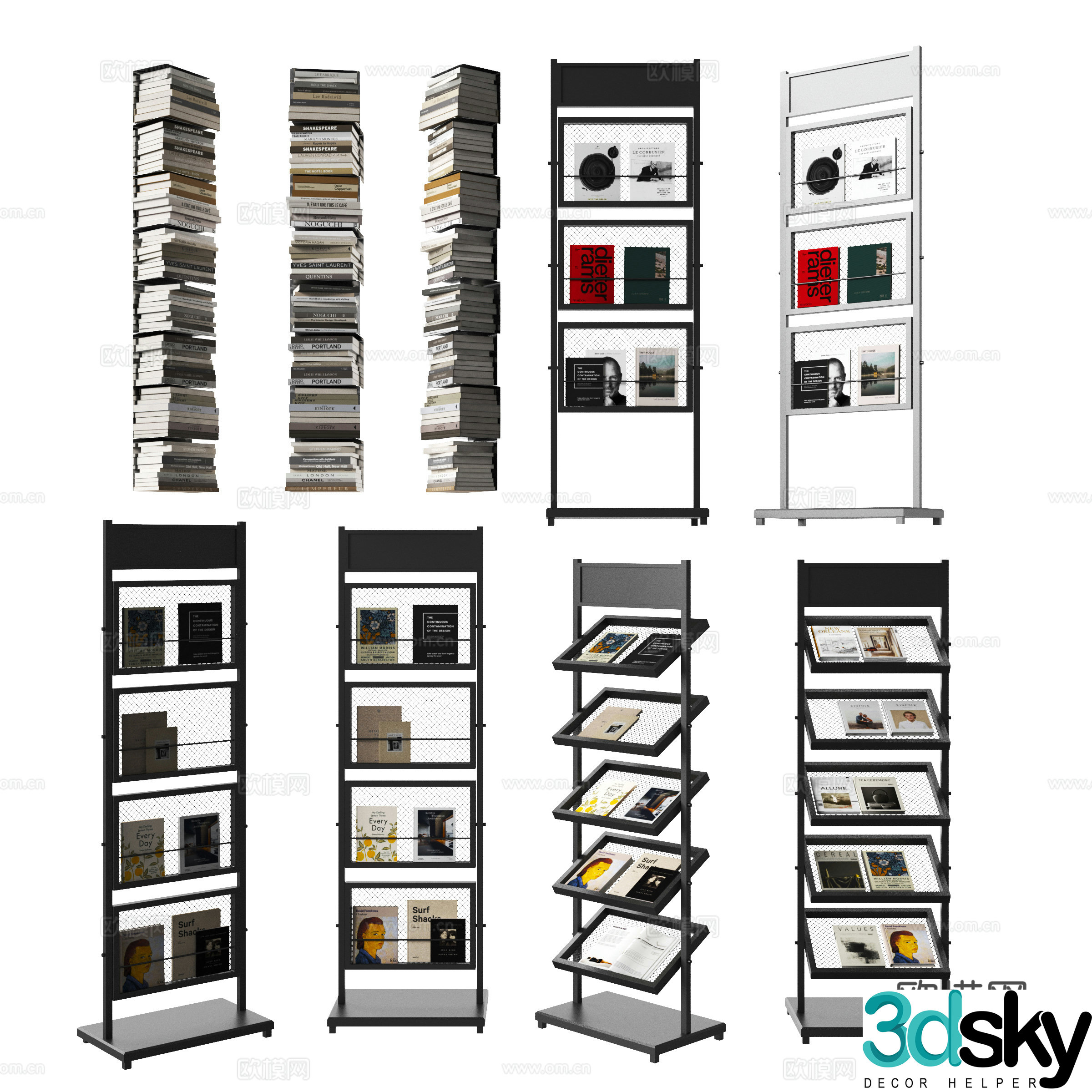 modern books bookshelf 3d model