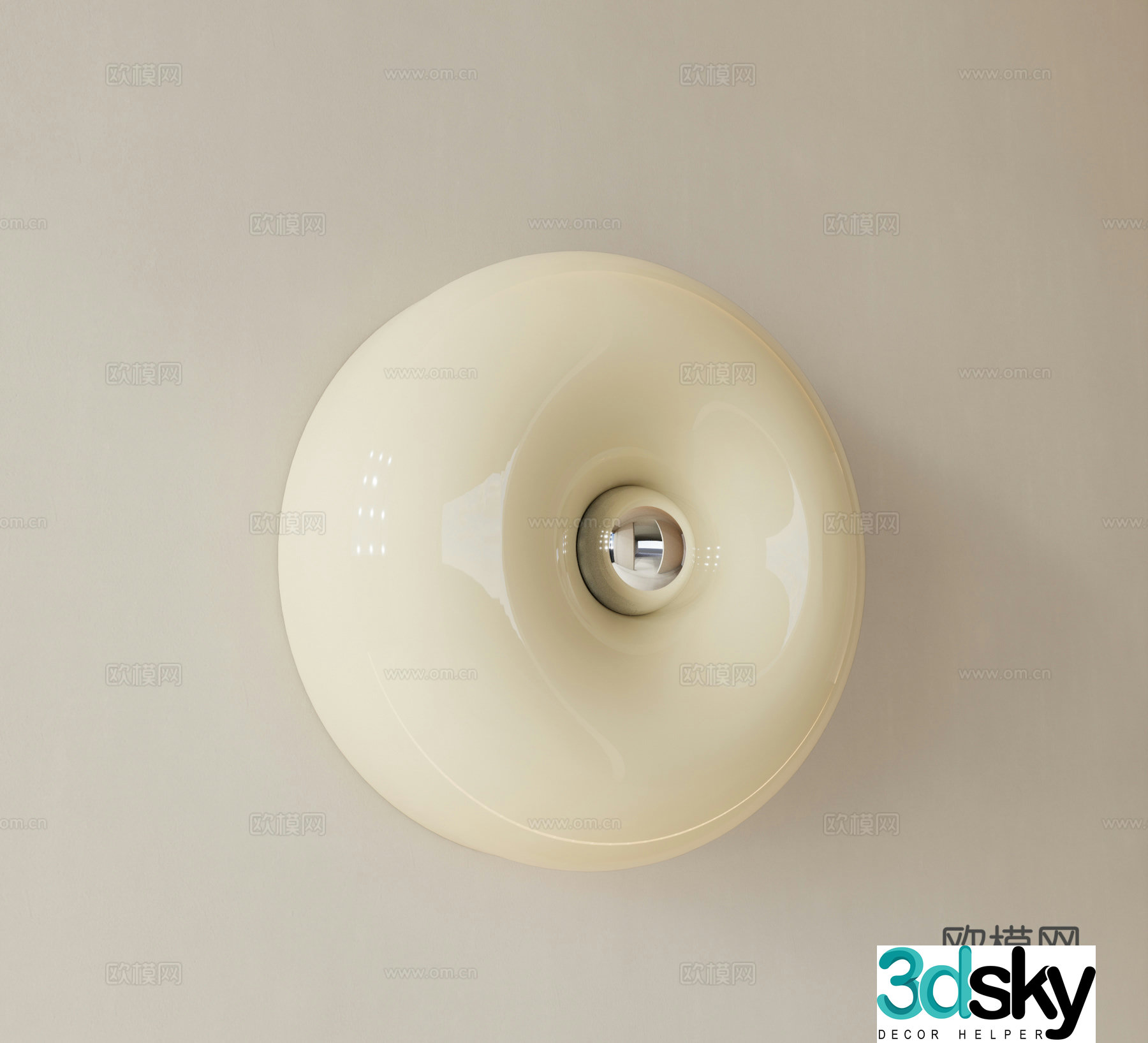 Cream style wall lamp round wall lamp 3d model