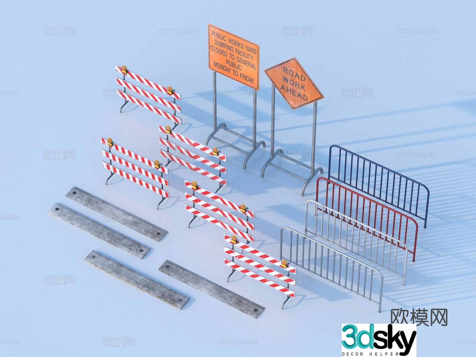 Construction roadblock warning 3d model