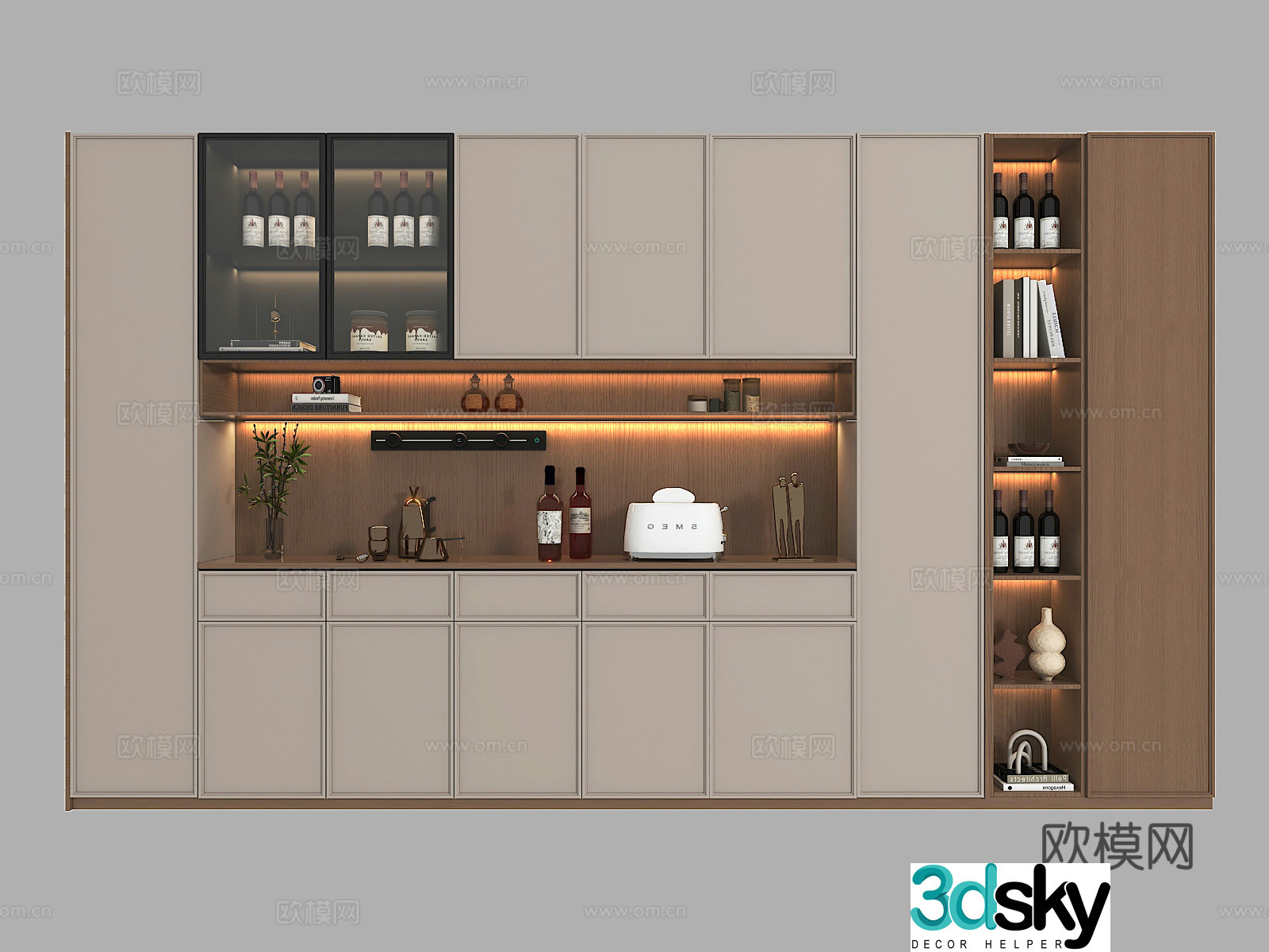 Medieval style wine cabinet and sideboard 3D model