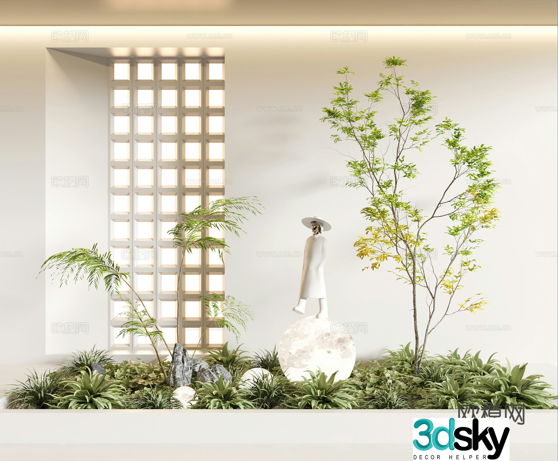Modern indoor landscape plant landscaping 3d model