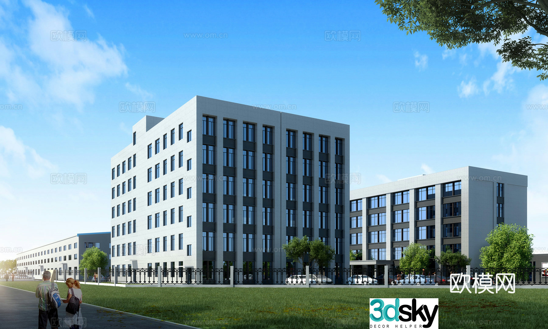 Factory office building exterior 3D model