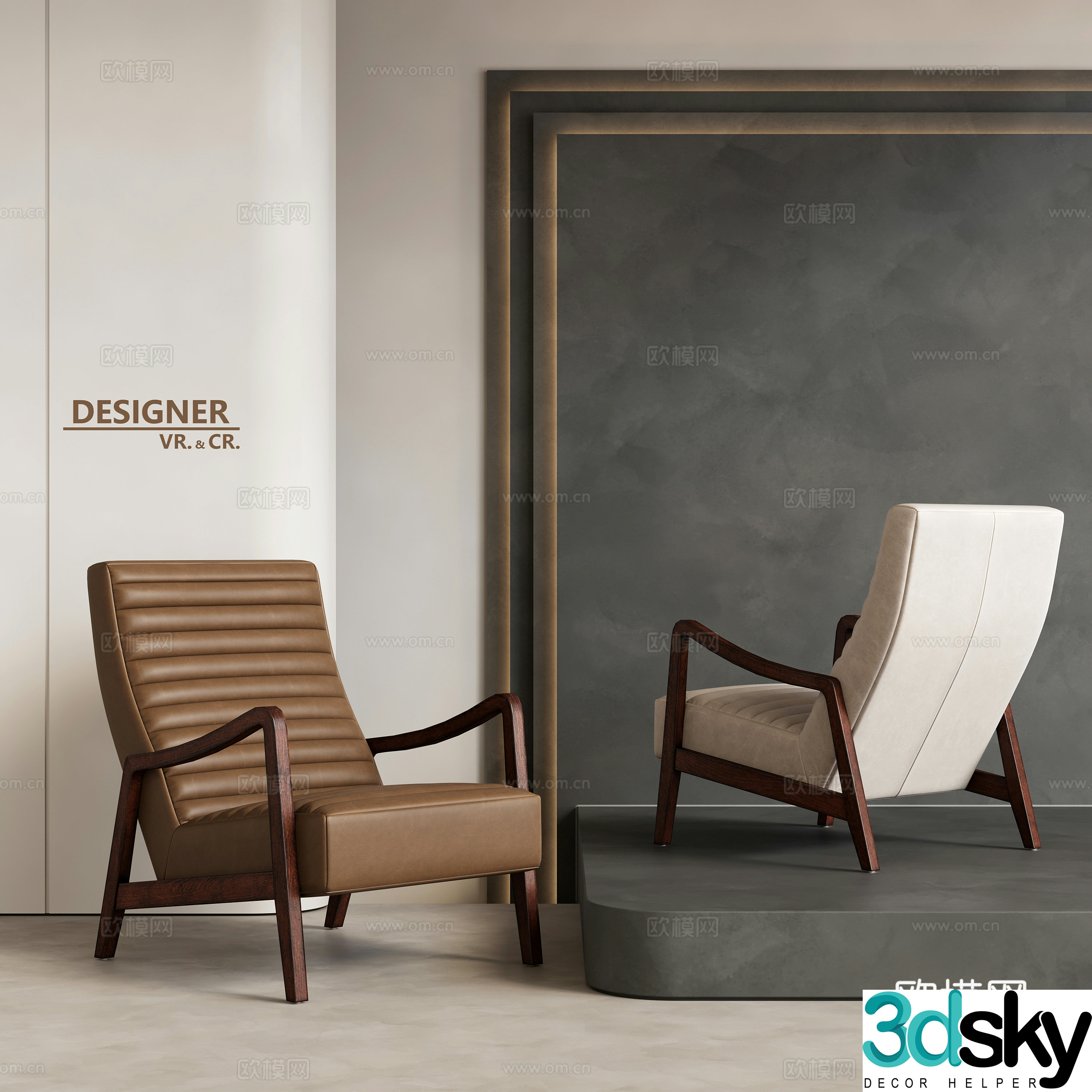 Modern single sofa chair leisure chair 3d model