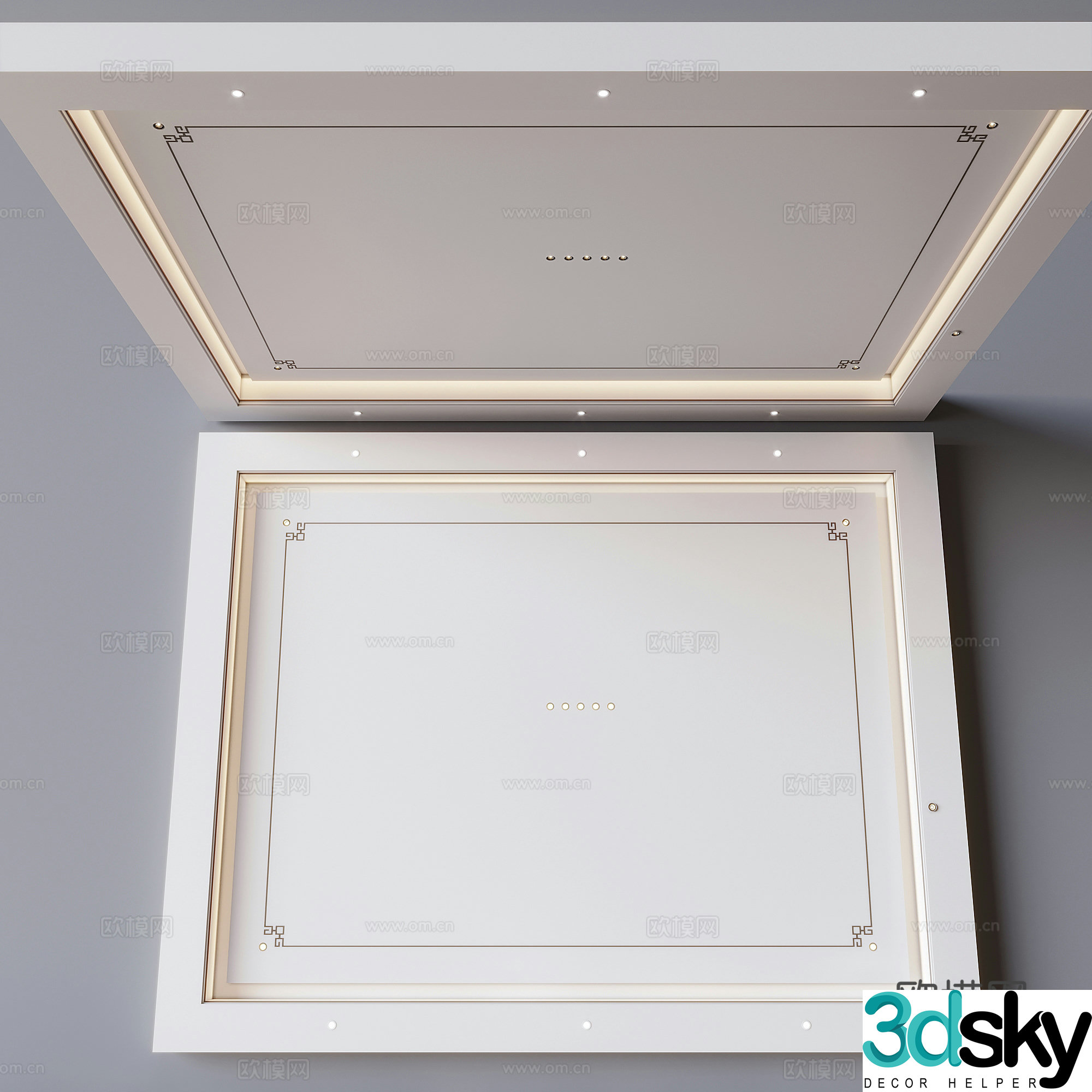New Chinese style ceiling square ceiling 3d model
