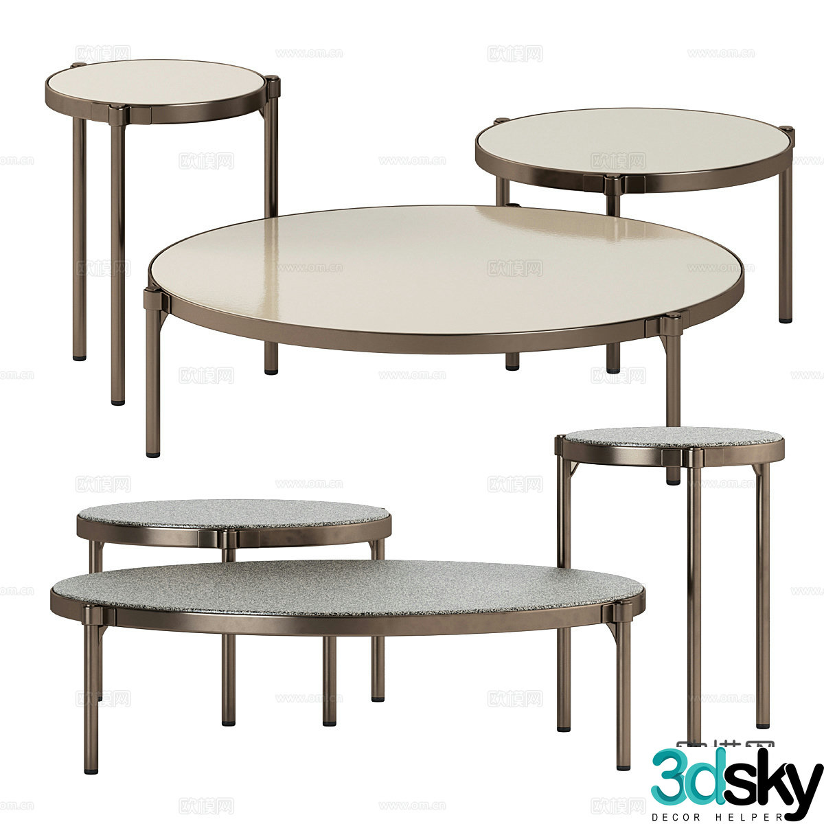 Modern double coffee table 3d model