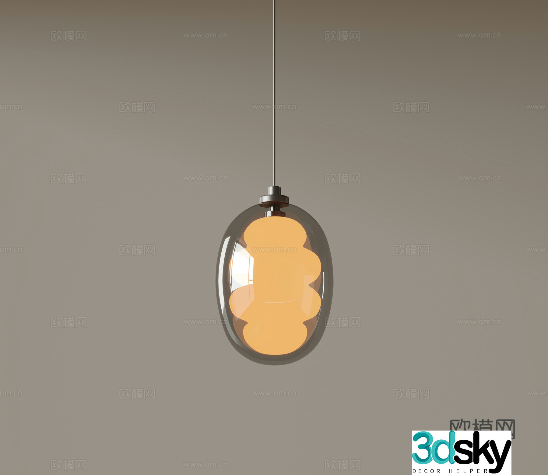Modern bedside chandelier single head chandelier 3d model