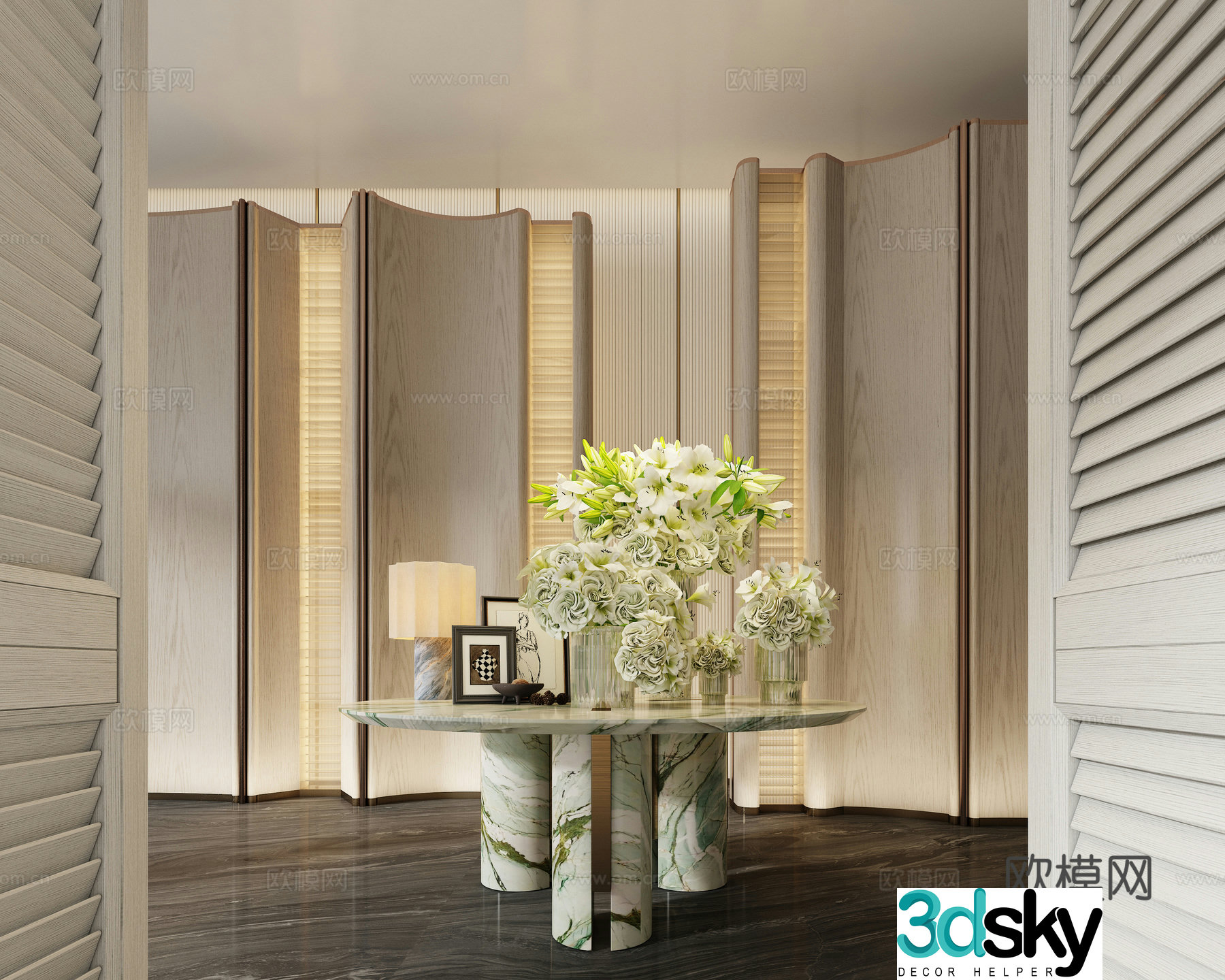 Modern end viewing platform ornaments vase floral art 3d model