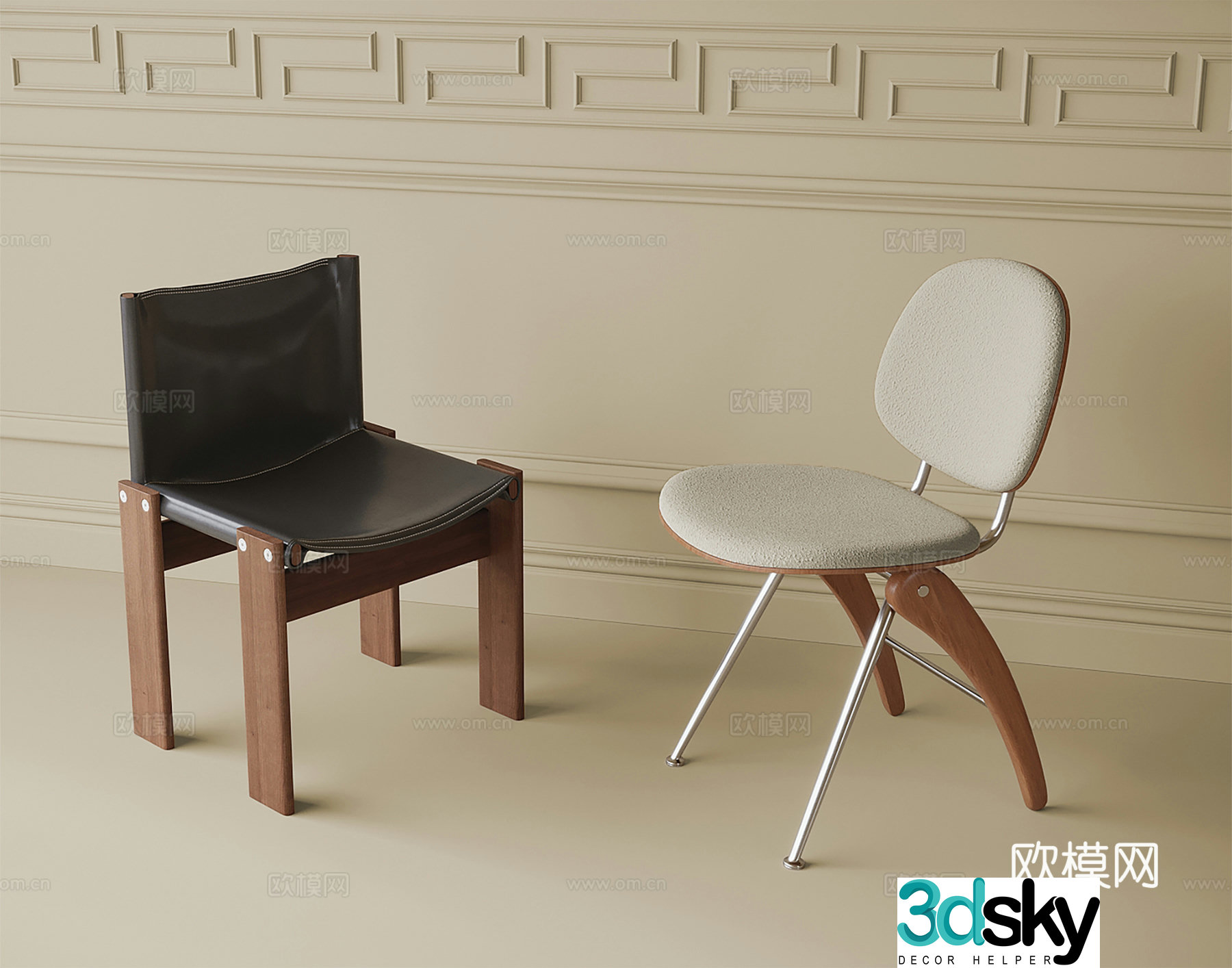 Medieval style chair dining chair 3d model
