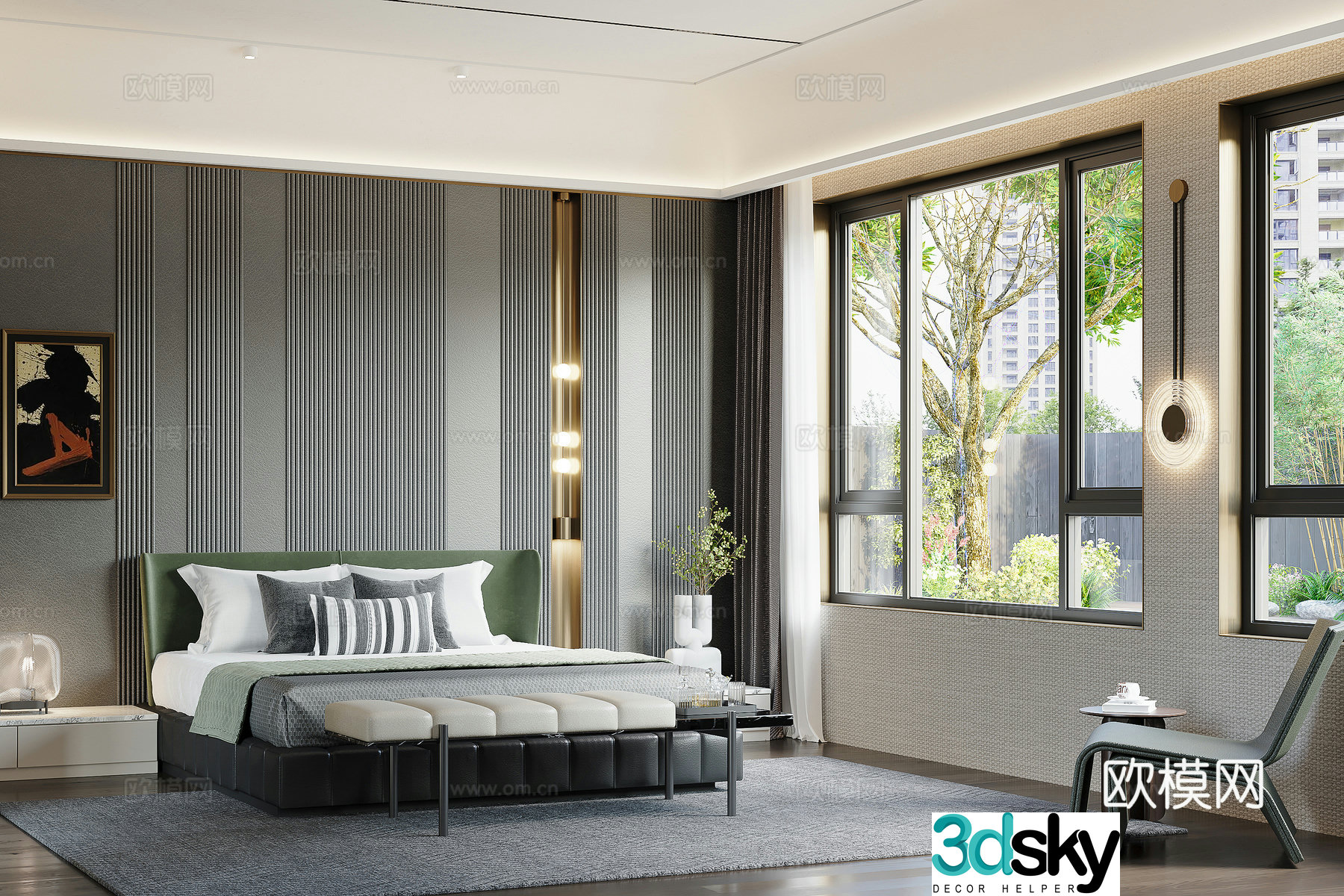 Modern bedroom master bedroom 3d model
