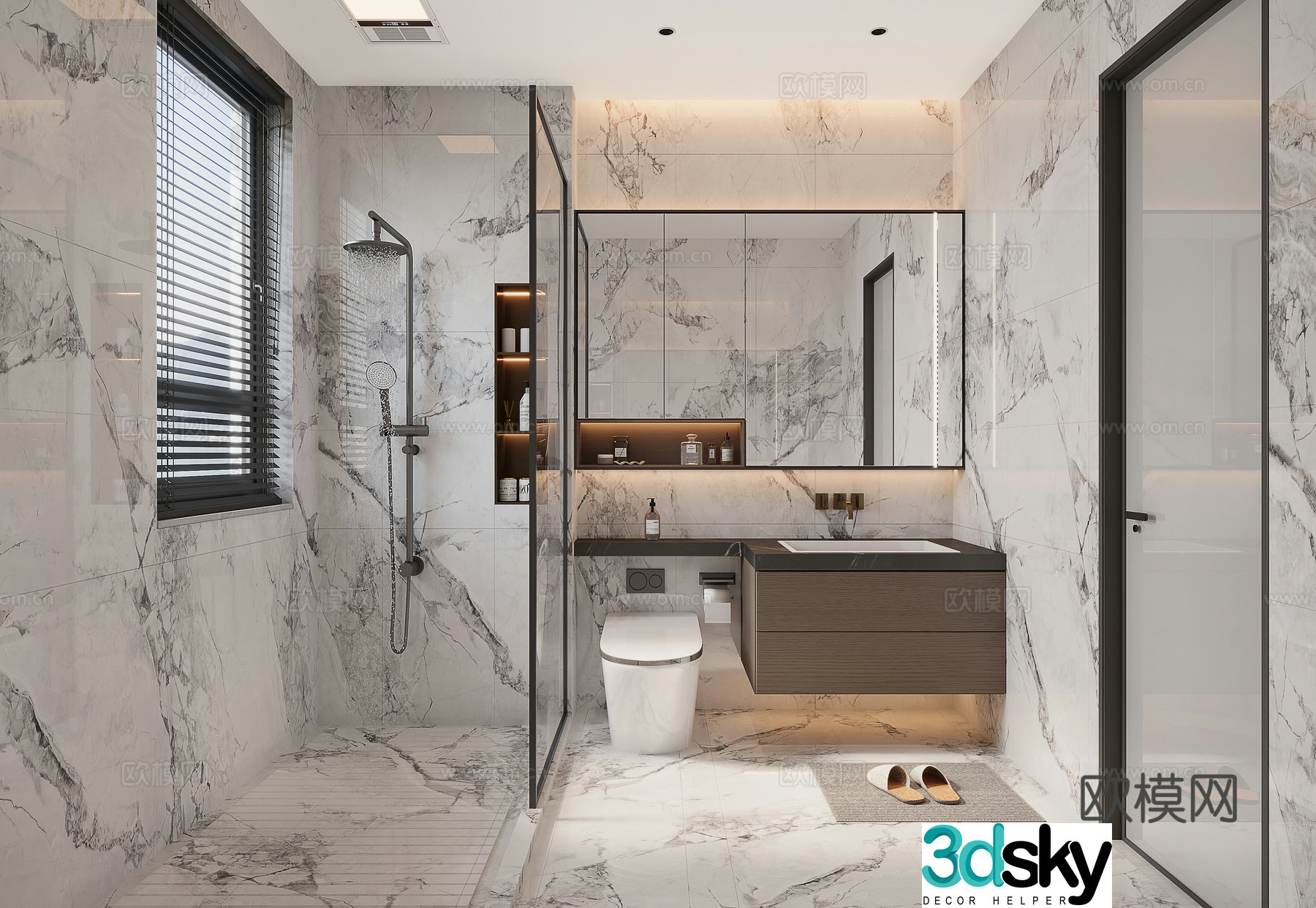 Light luxury bathroom bathroom 3d model