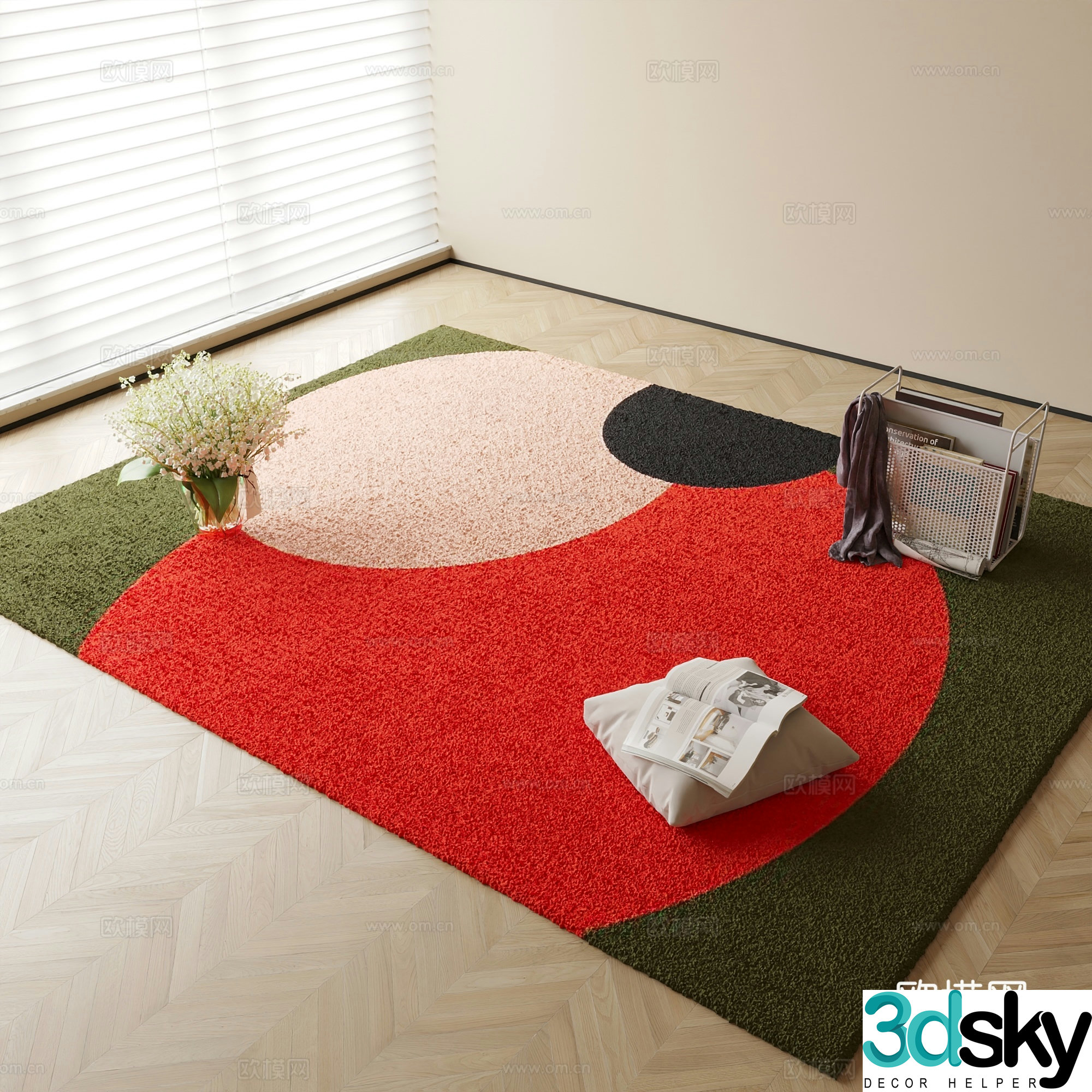 Modern geometric pattern carpet 3d model