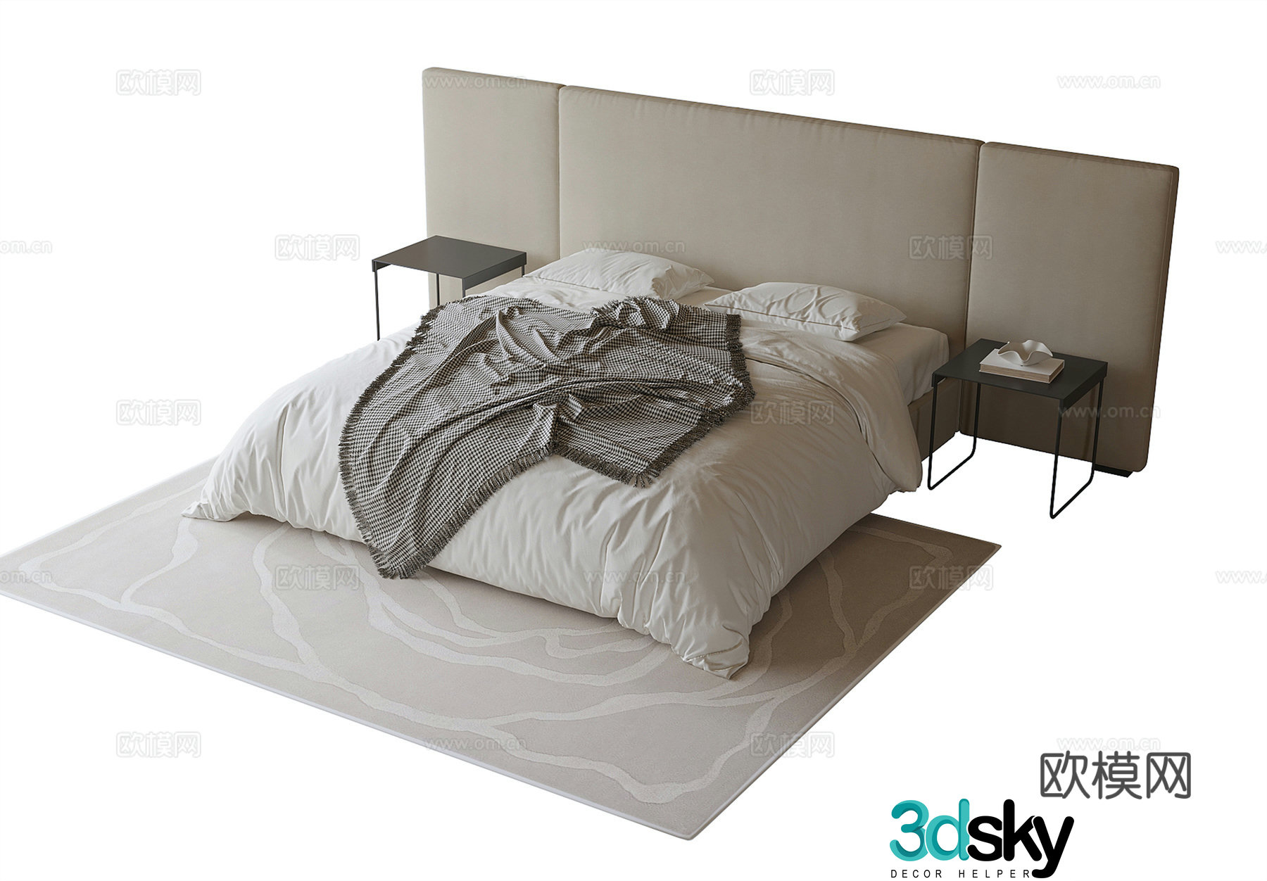 Modern double bed 3d model