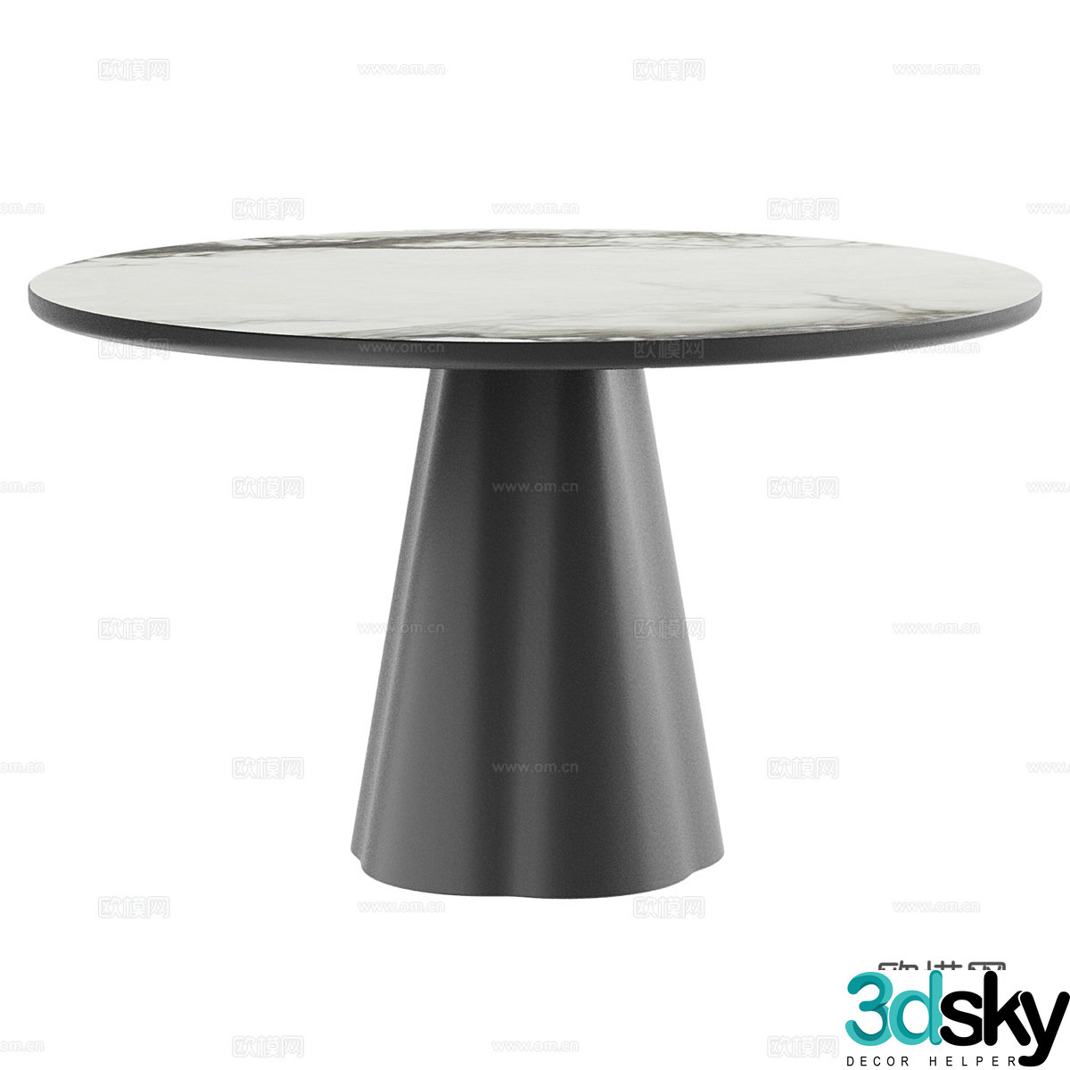 Modern round dining table 3d model