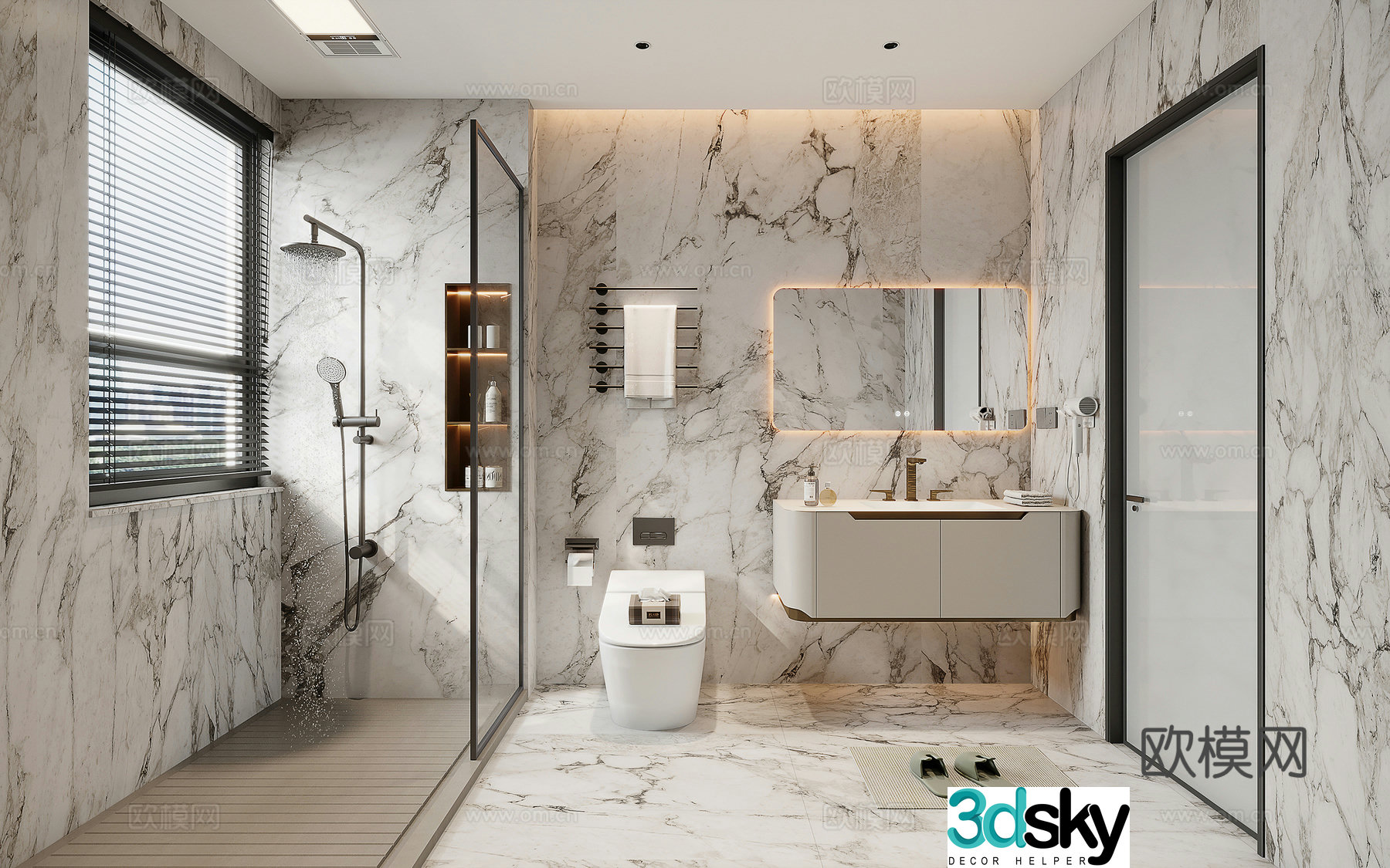 Light luxury bathroom bathroom 3d model