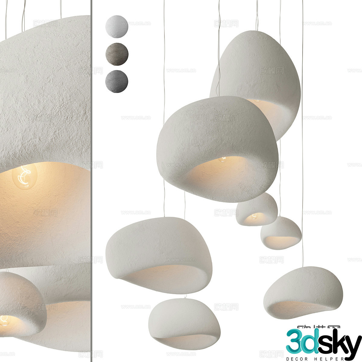 Wabi-sabi style chandelier 3d model