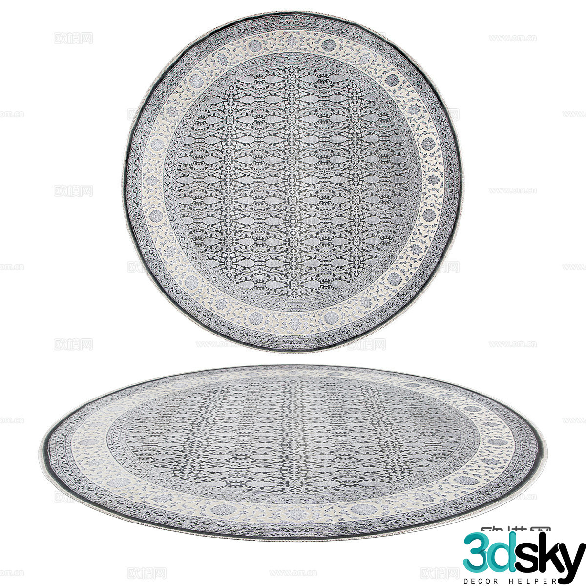 New Chinese style round carpet 3d model