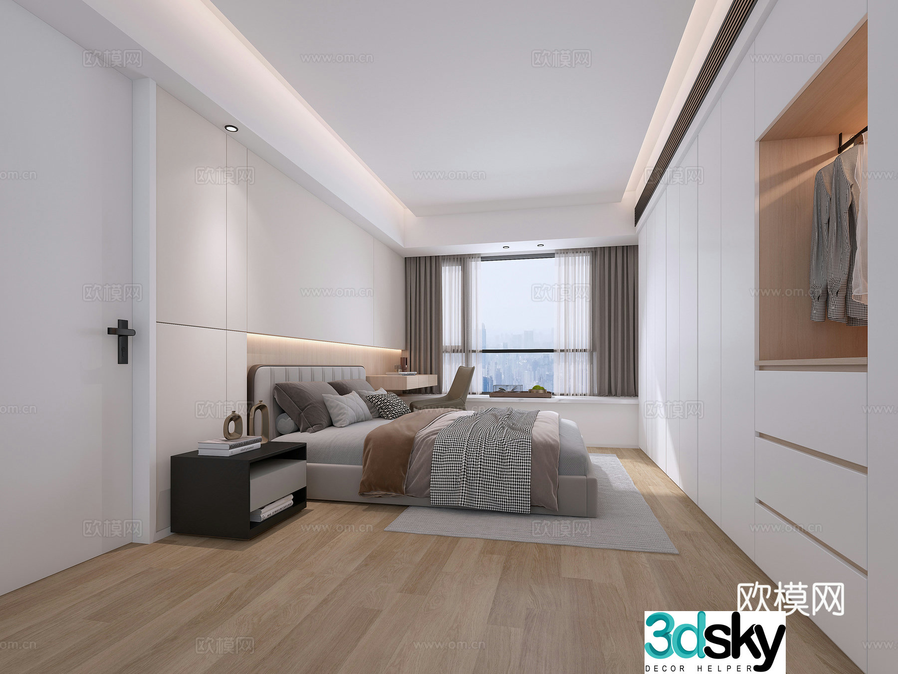 modern bedroom master bedroom main room 3d model