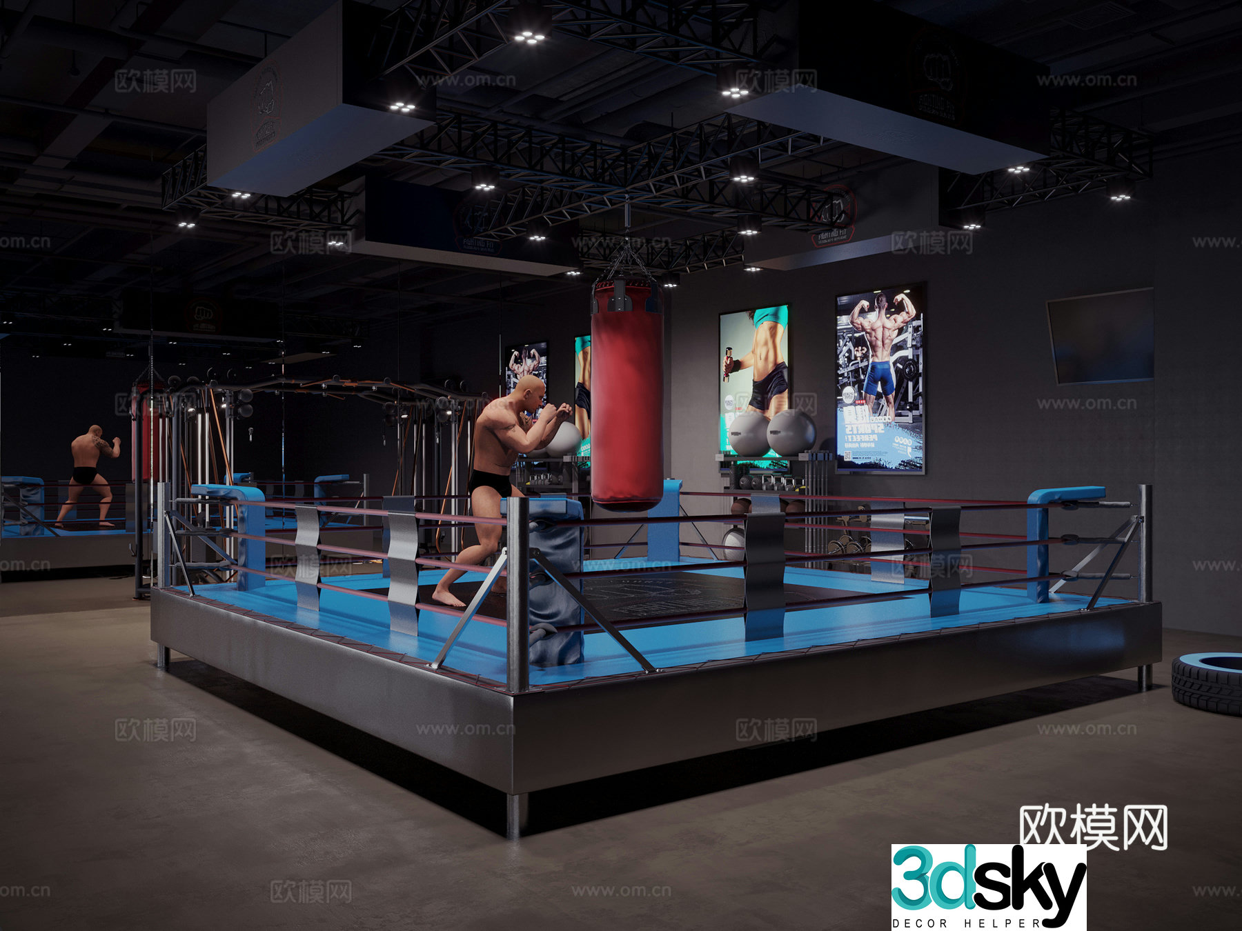 Modern gym boxing gym 3d model