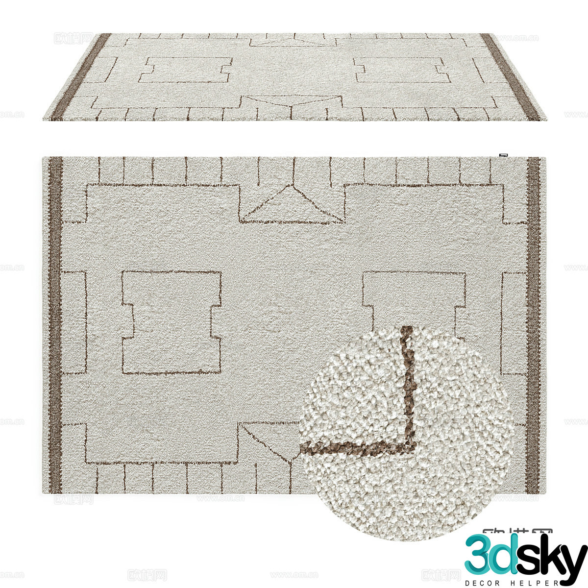 New Chinese style wool carpet 3d model
