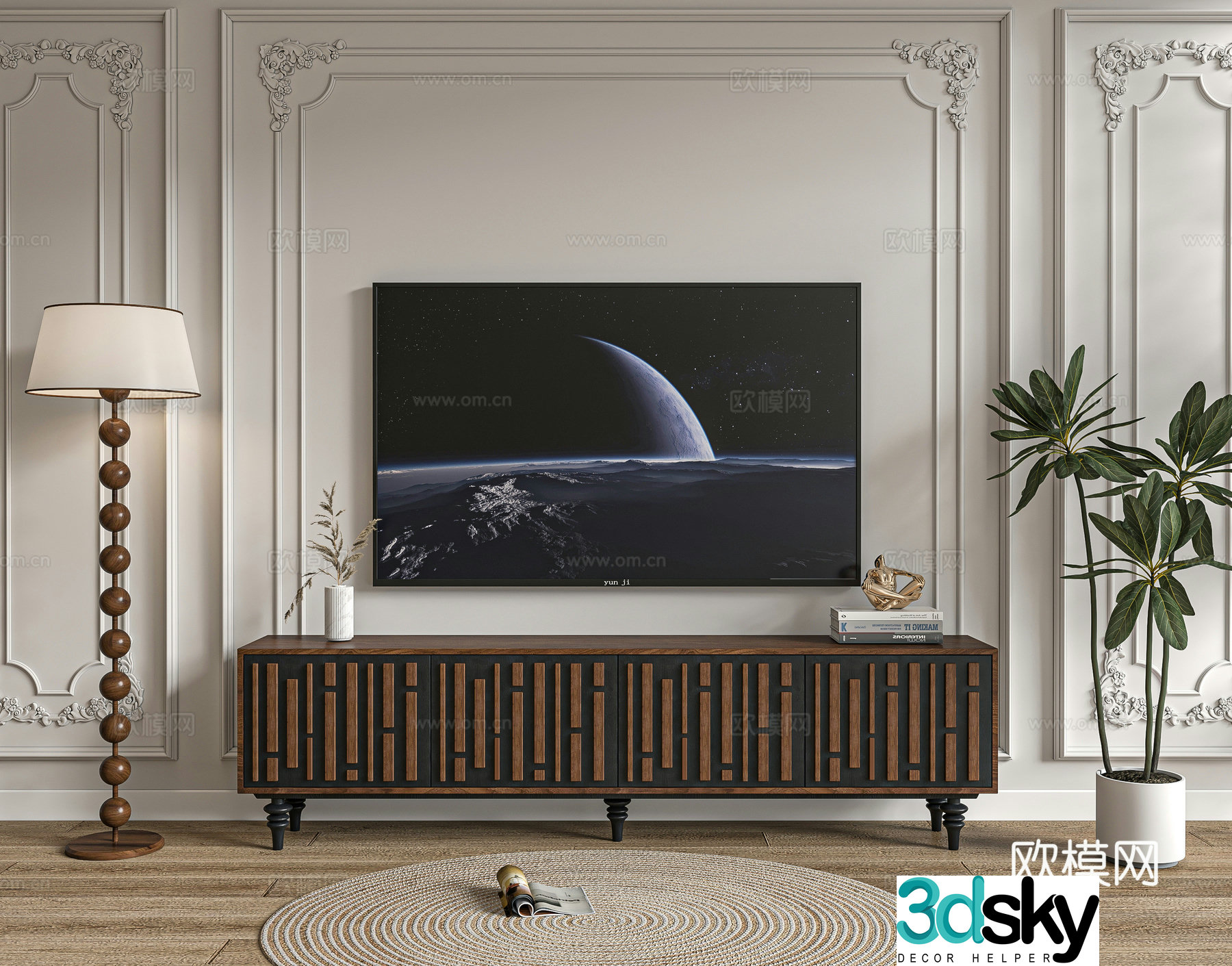 Medieval style TV cabinet 3D model