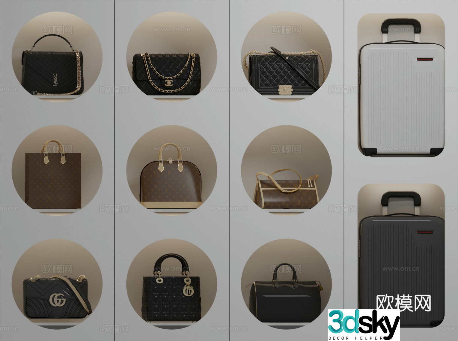 Modern handbag leather bag bag travel case 3d model