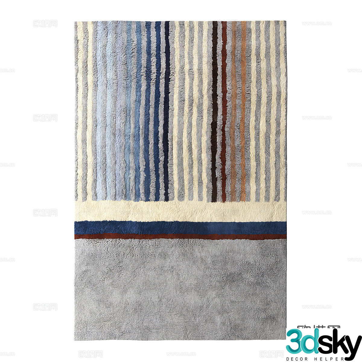 Plush carpet striped carpet 3d model