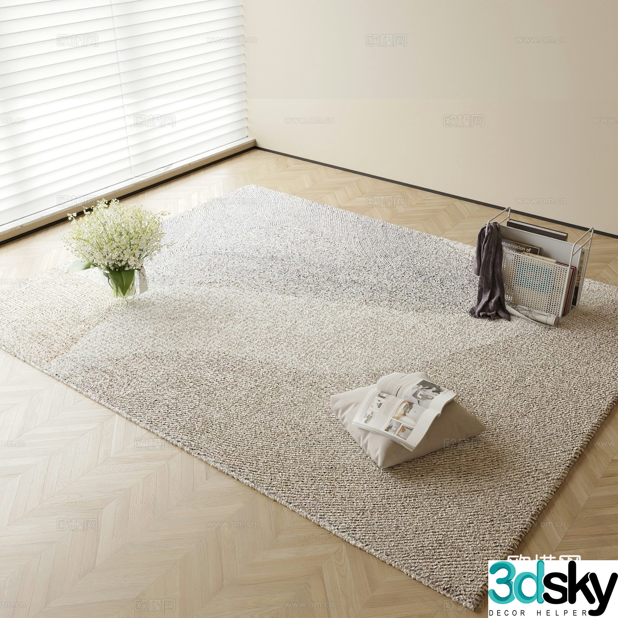 Modern plain carpet 3d model