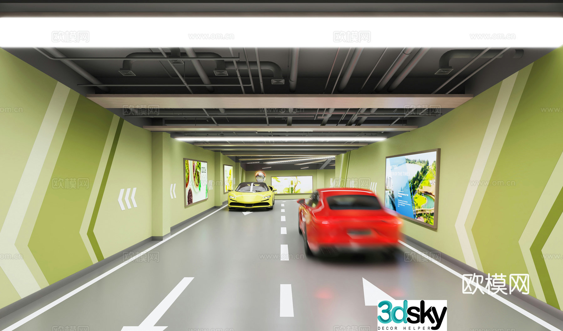 Underground garage entrance parking lot 3d model