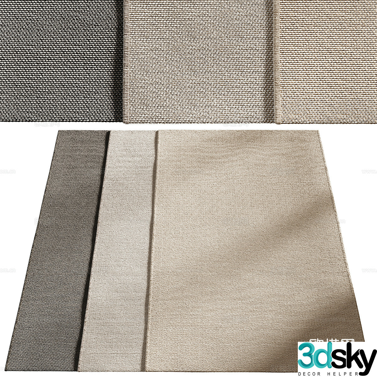 woven rug square rug 3d model