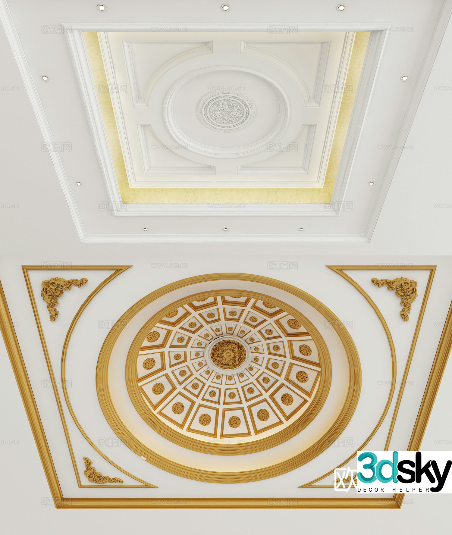 European ceiling round vault suspended ceiling 3D model