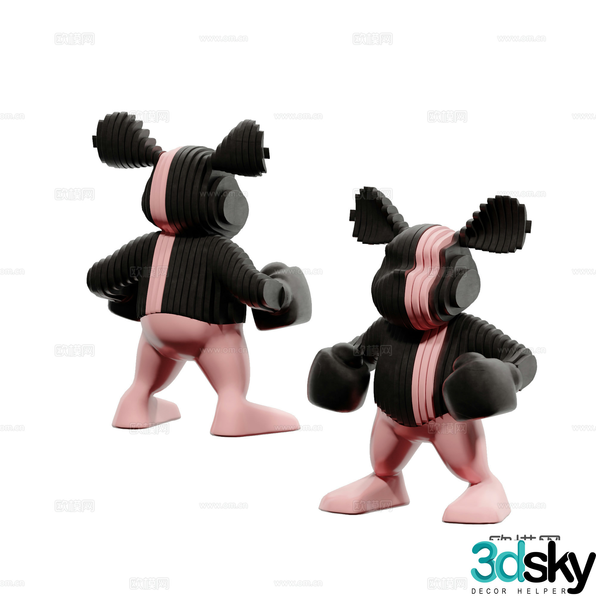 Violent Bear Trendy Boxing Doll Sculpture Ornaments 3D Model