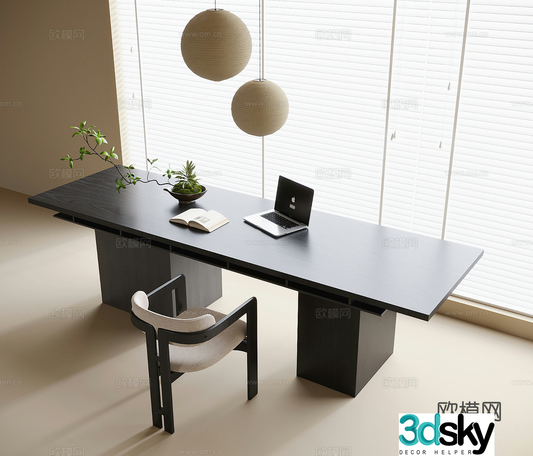 modern desk writing desk 3d model