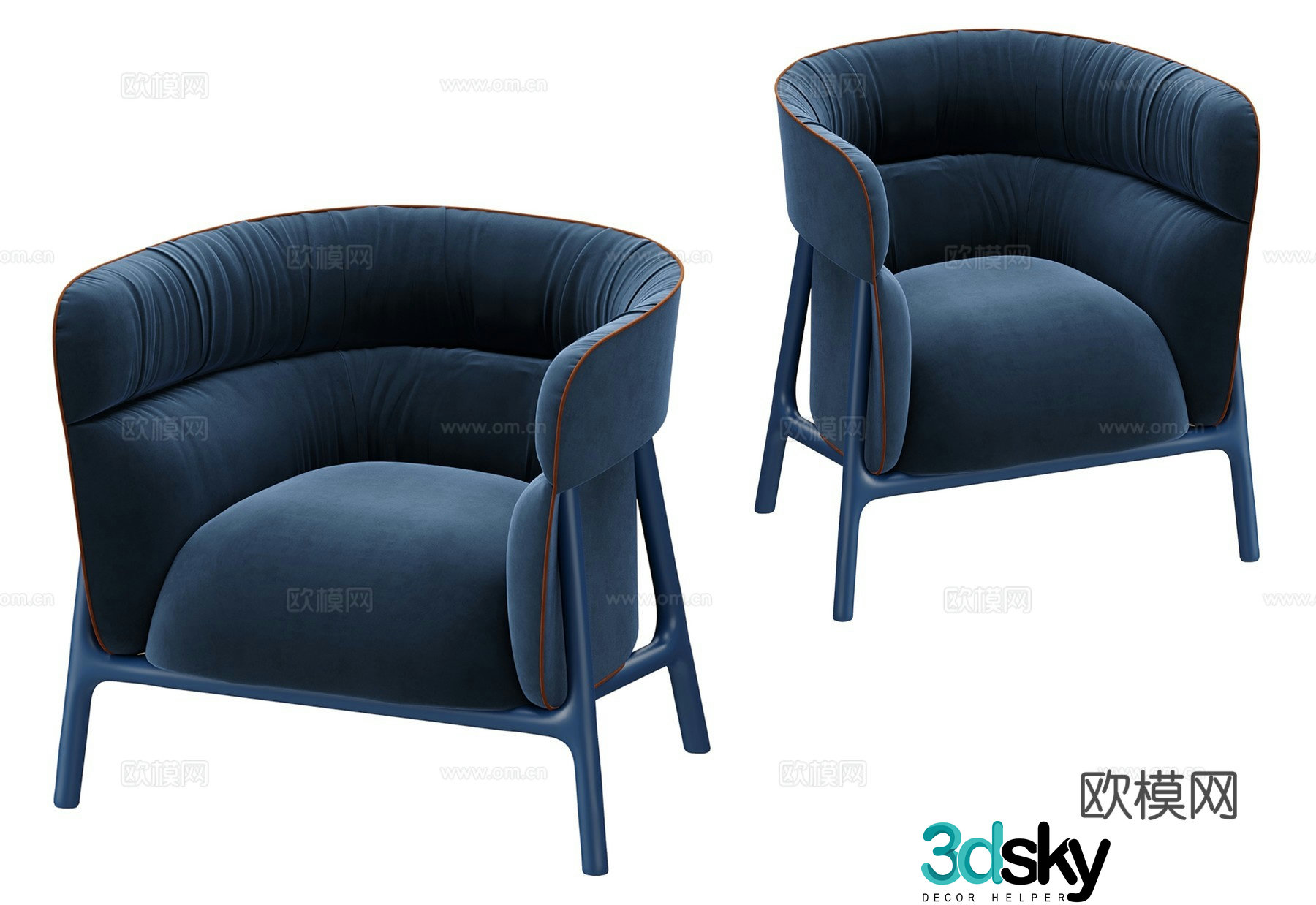 European style leisure chair armchair 3d model