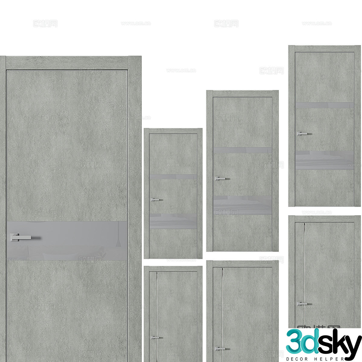 Modern bedroom door room door simple door single door 3d model
