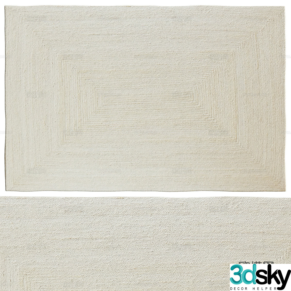 wool carpet square rug 3d model