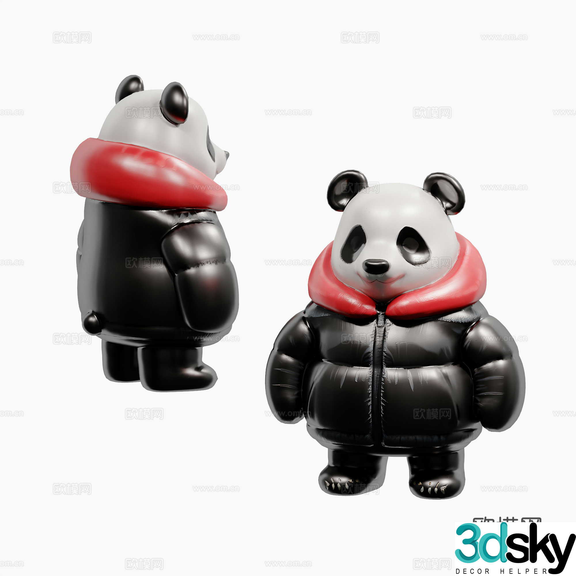 Modern down jacket panda doll 3d model