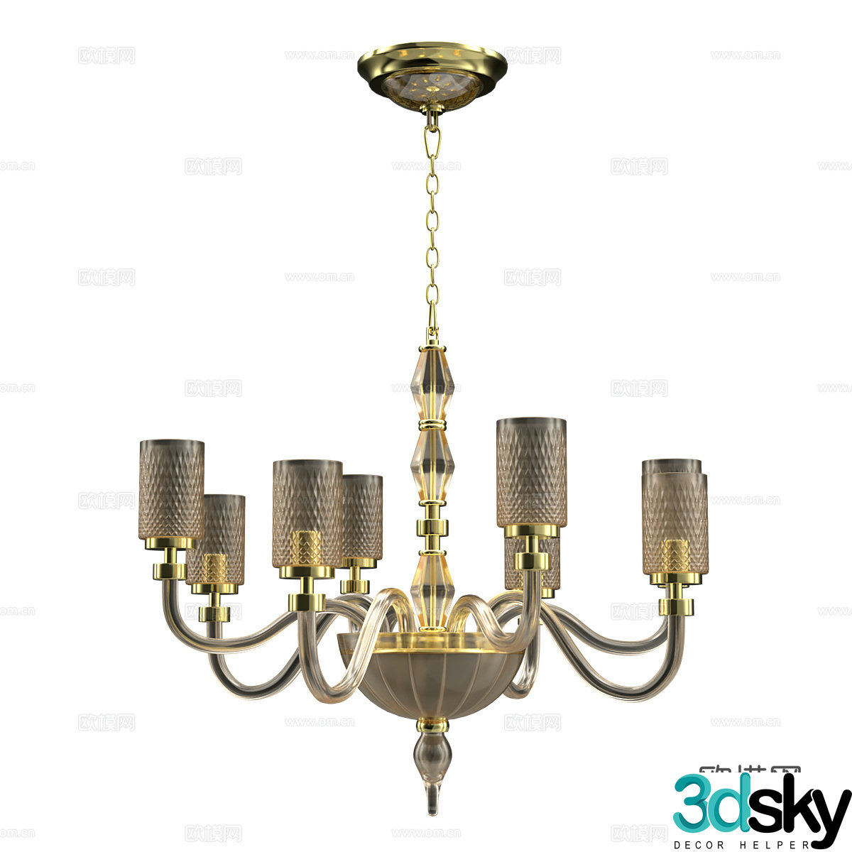 French chandelier living room chandelier 3d model