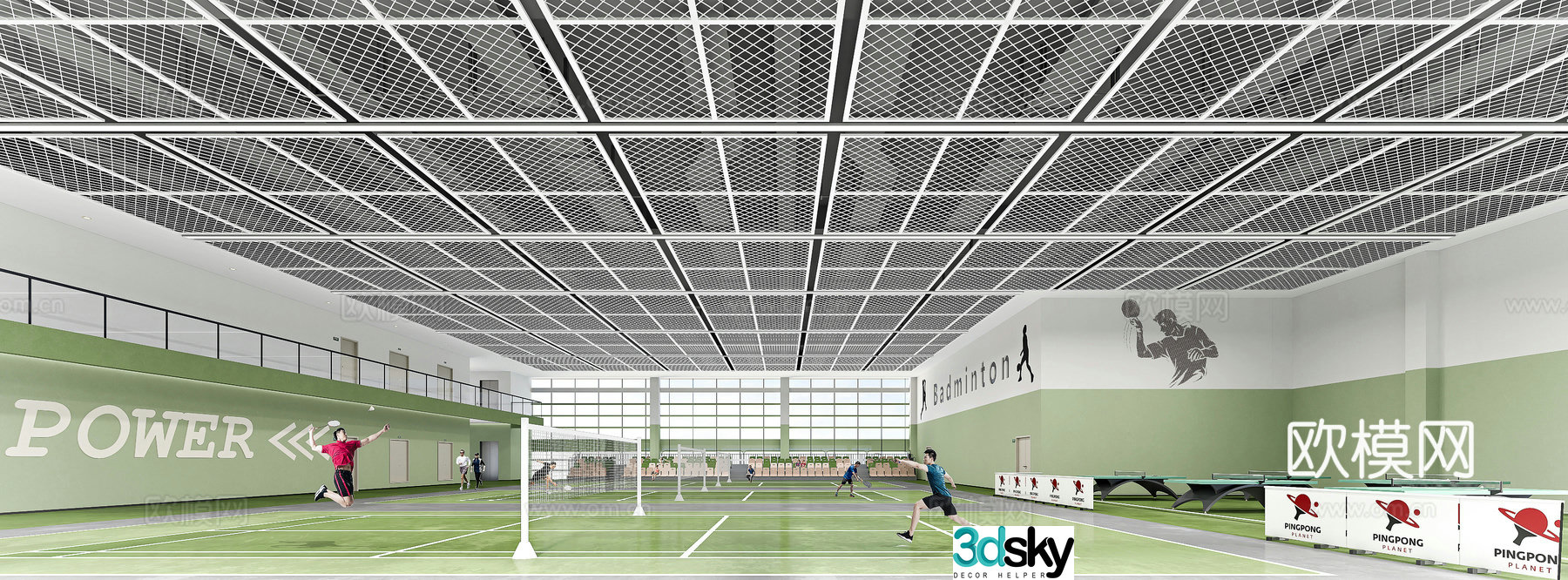 Modern badminton hall 3d model