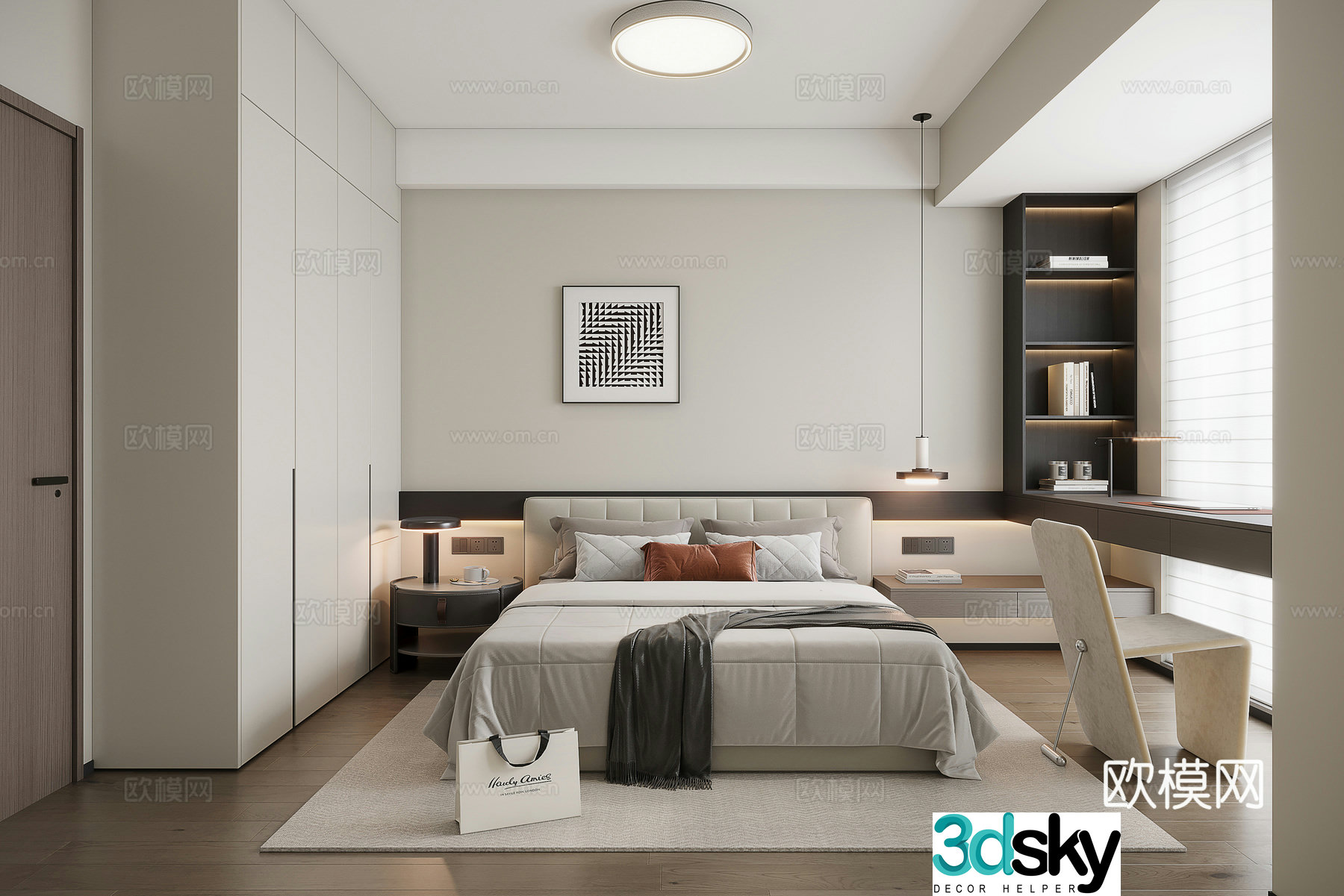 Modern bedroom second bedroom 3d model