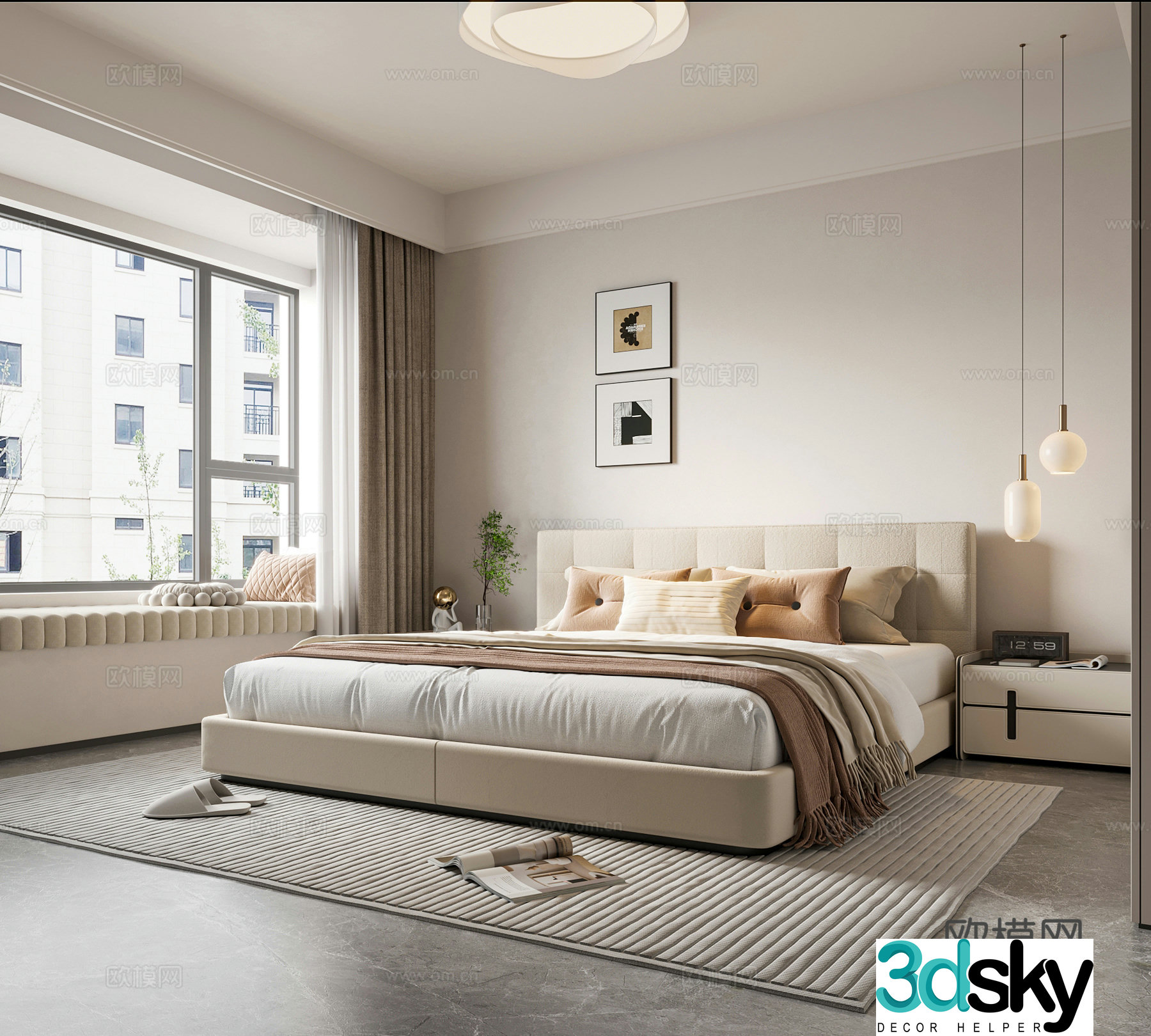 Cream style bedroom master bedroom 3d model