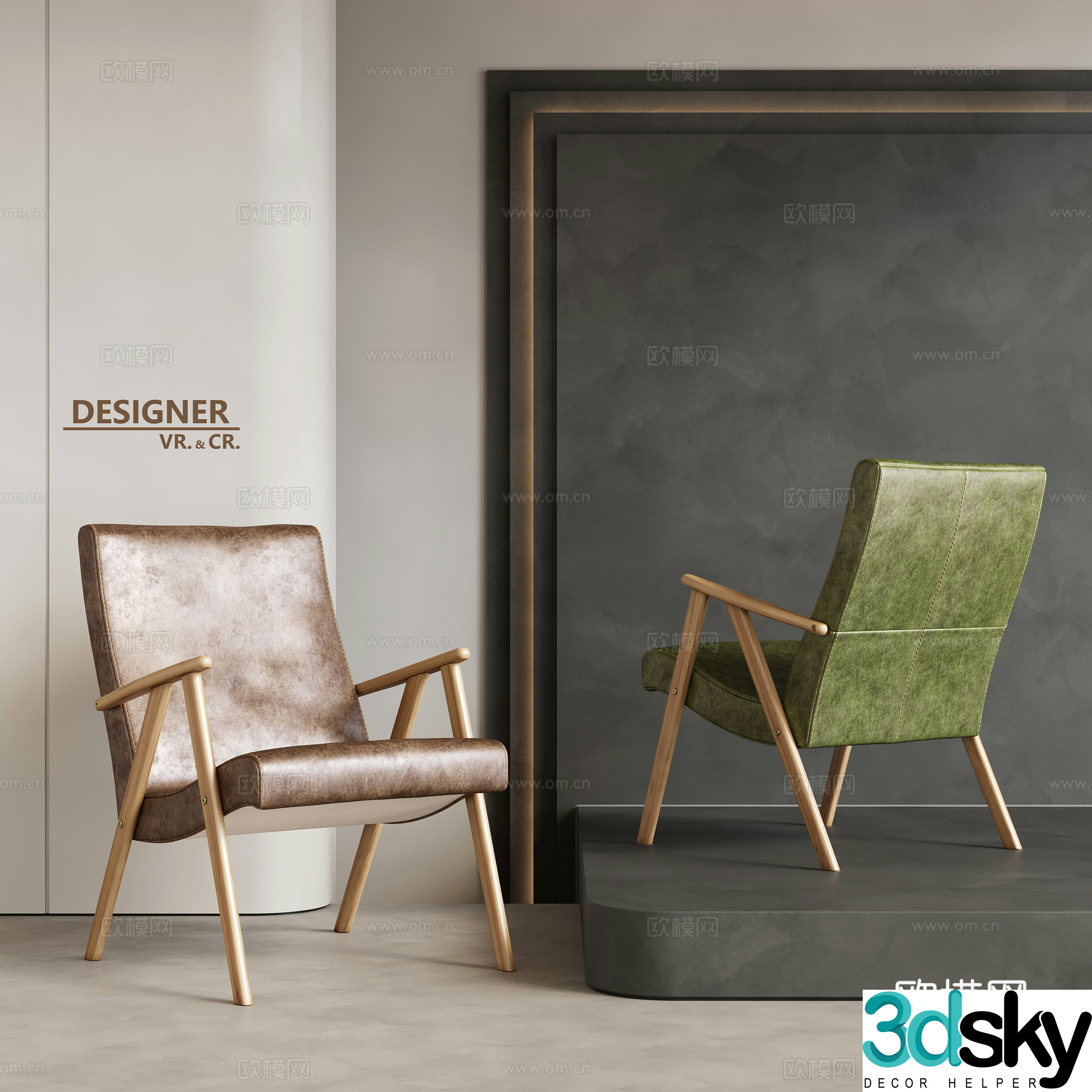 Modern leisure chair leather chair 3d model