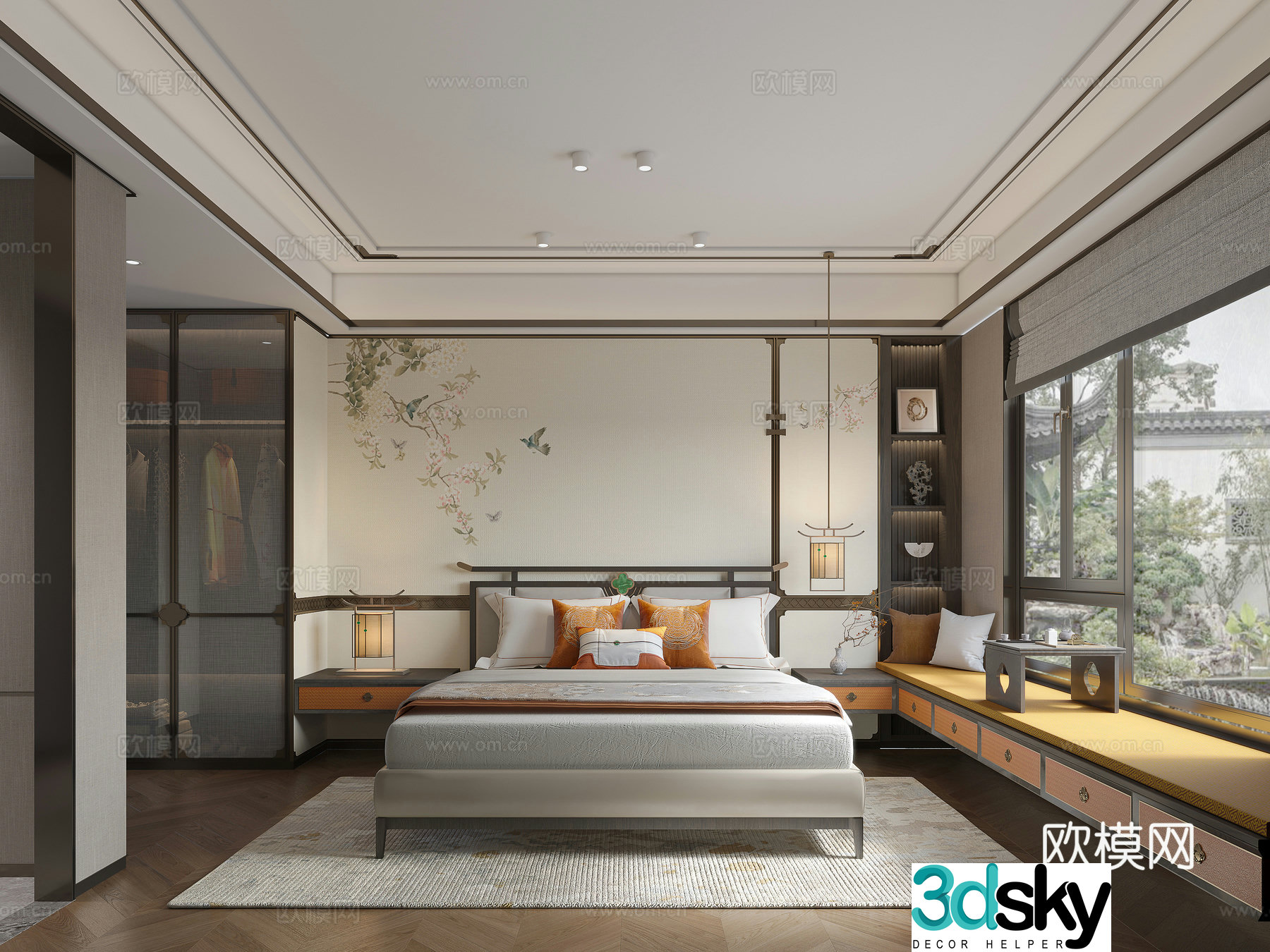 New Chinese style bedroom master bedroom 3D model