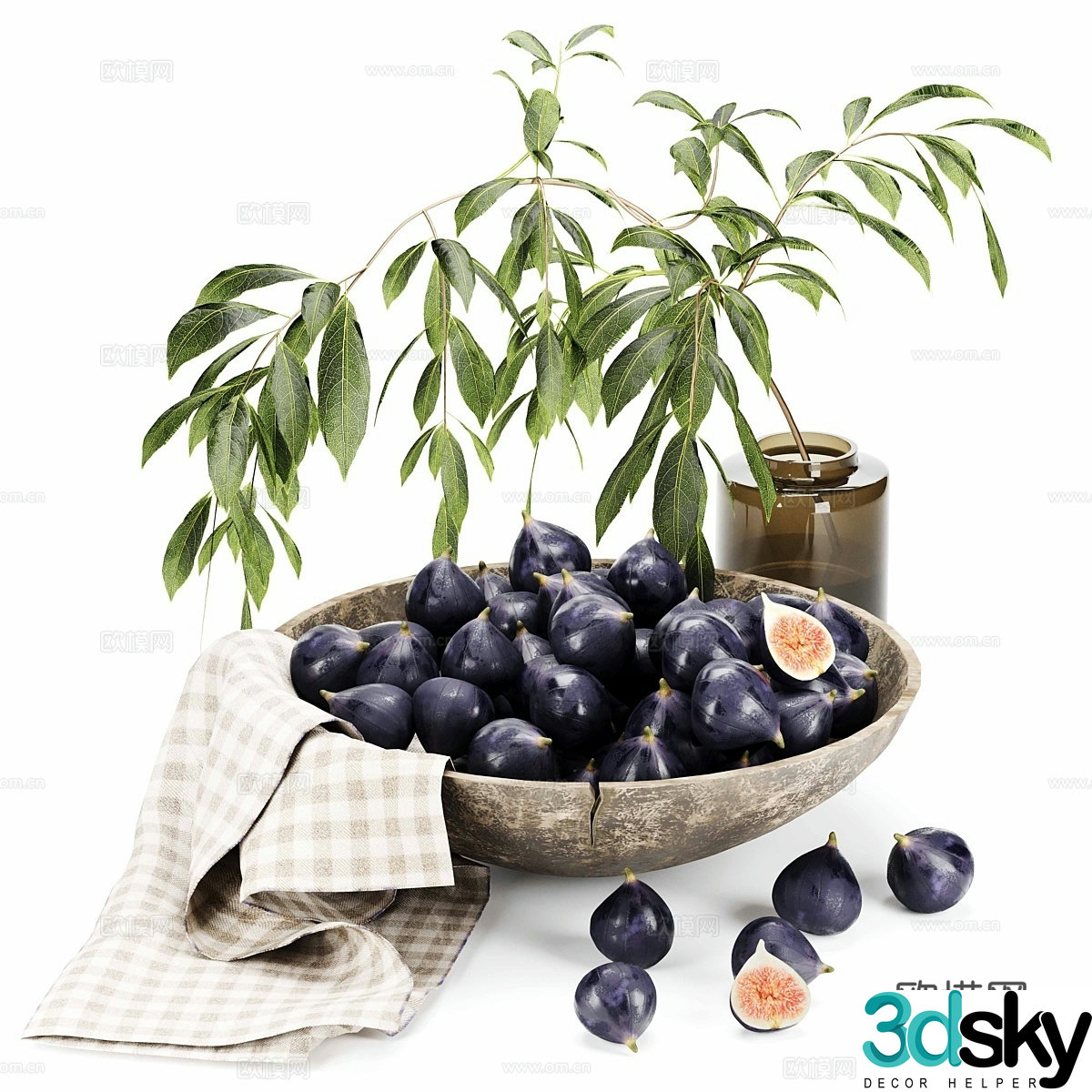 Modern fruit tray hydroponic green plants jewelry ornaments 3D model