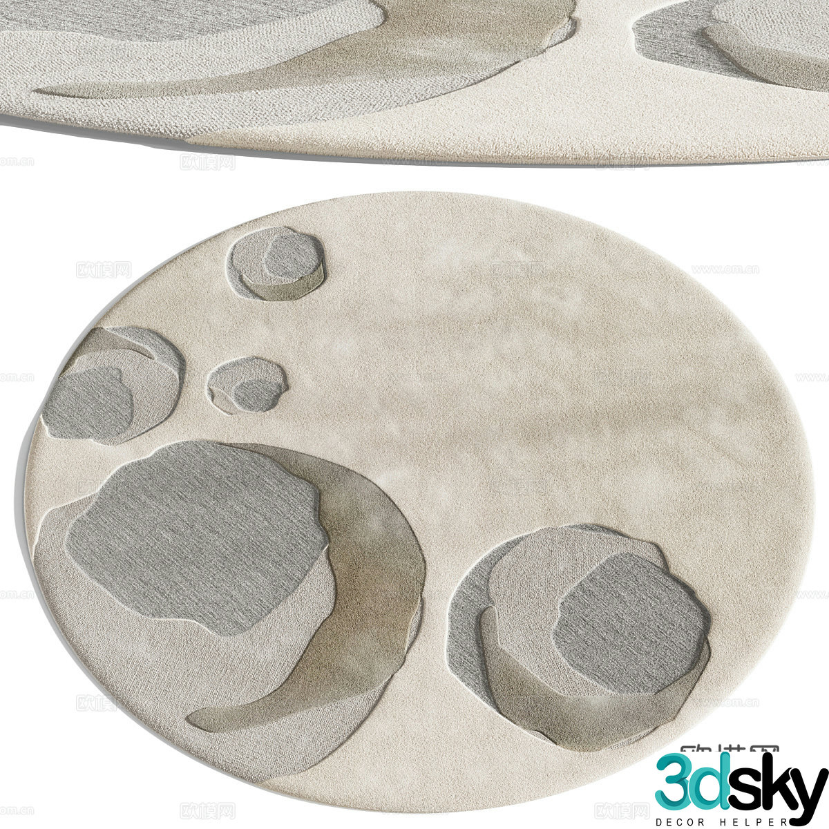 New Chinese style round carpet 3d model