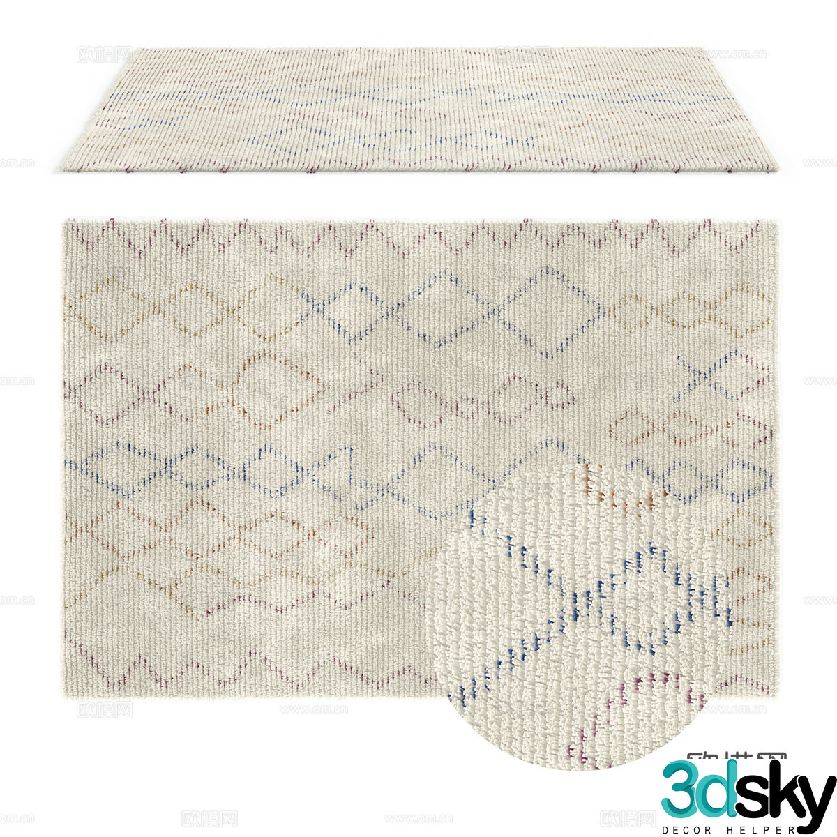 Modern wool carpet 3d model