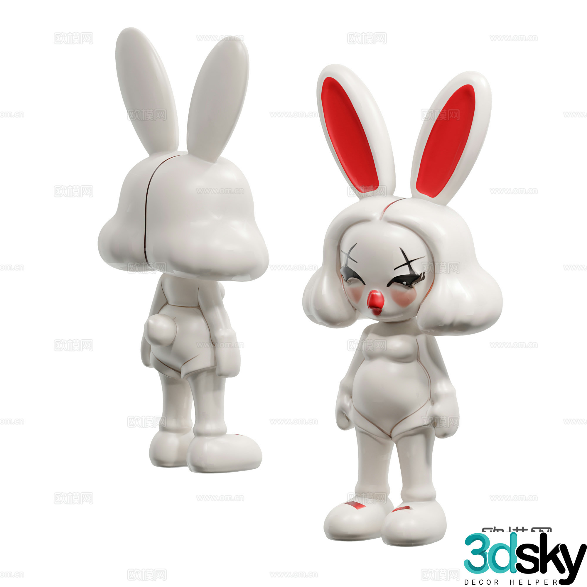 Modern Bunny Sculpture Doll 3D Model