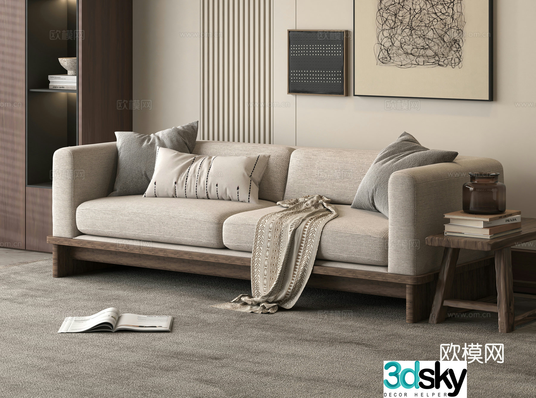 Medieval style double sofa 3d model